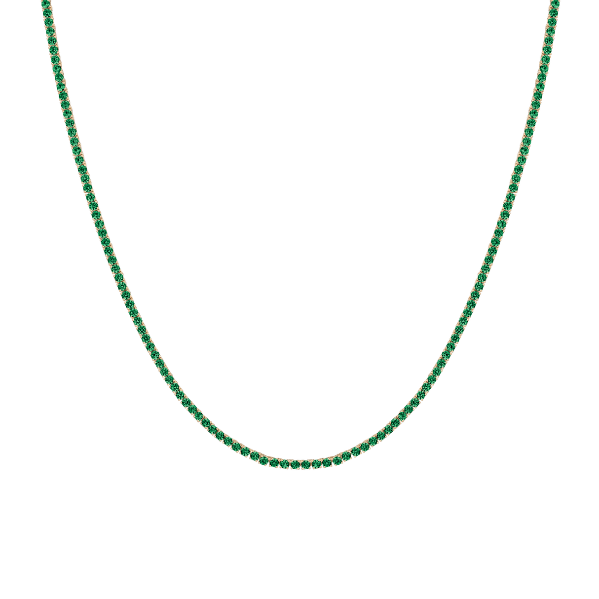 Lab Grown Green Emerald Tennis Necklace