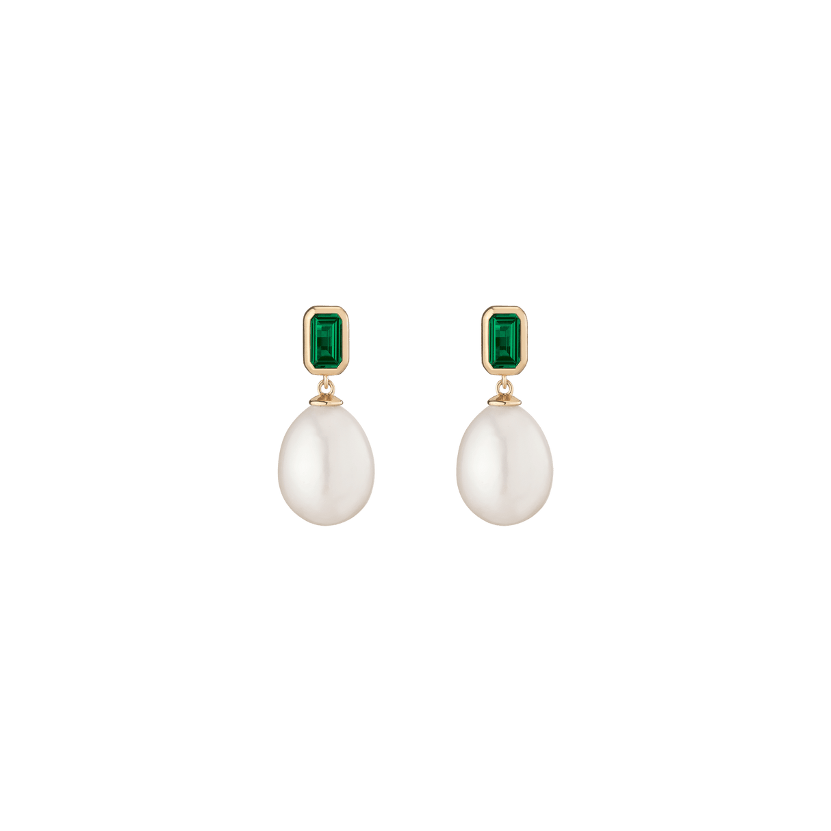 Lab Grown Emerald Heirloom Pearl Drop Earrings