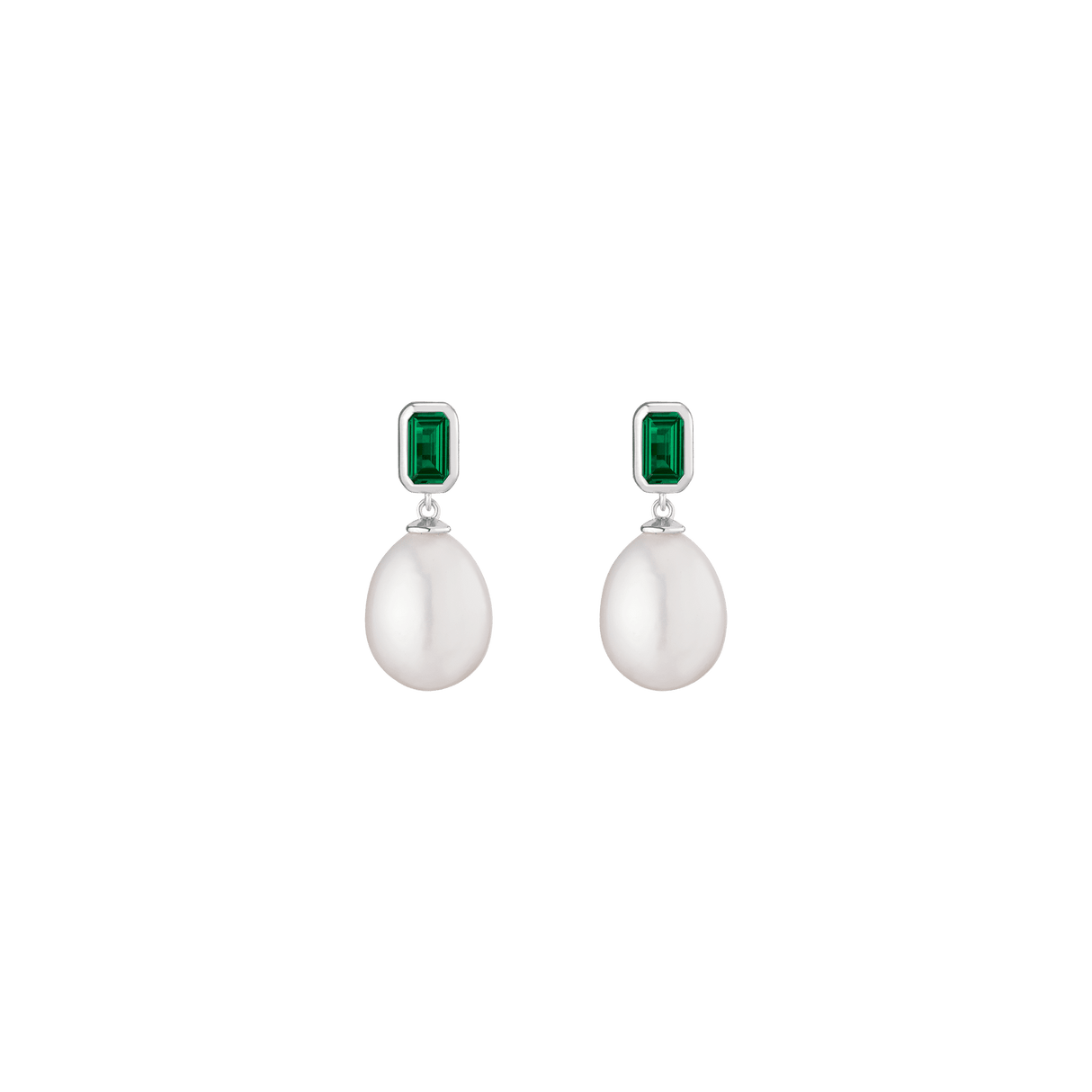 Lab Grown Emerald Heirloom Pearl Drop Earrings