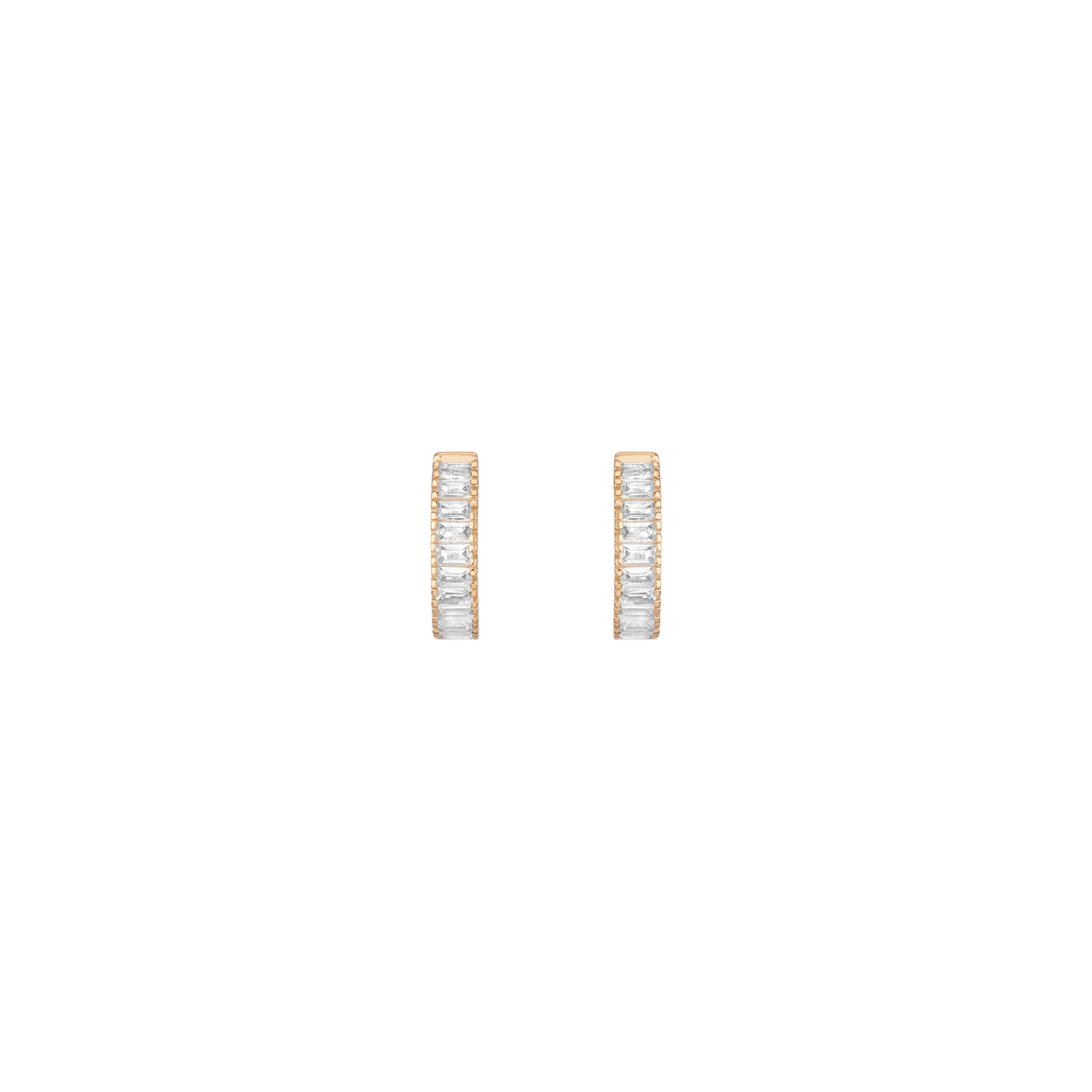 Lab Grown White Sapphire Baguette Huggie Earrings