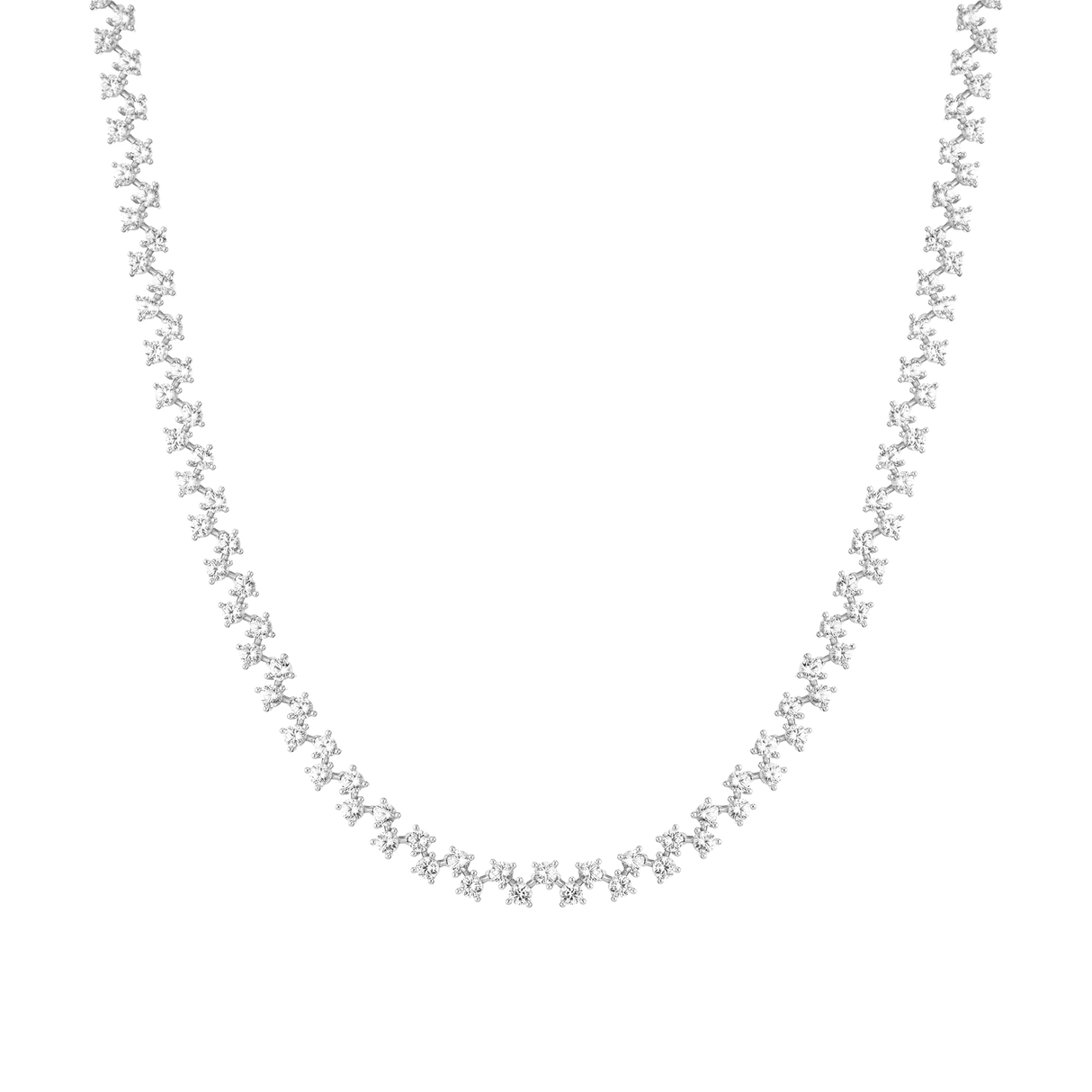 Floating Lab Grown White Sapphire Tennis Necklace