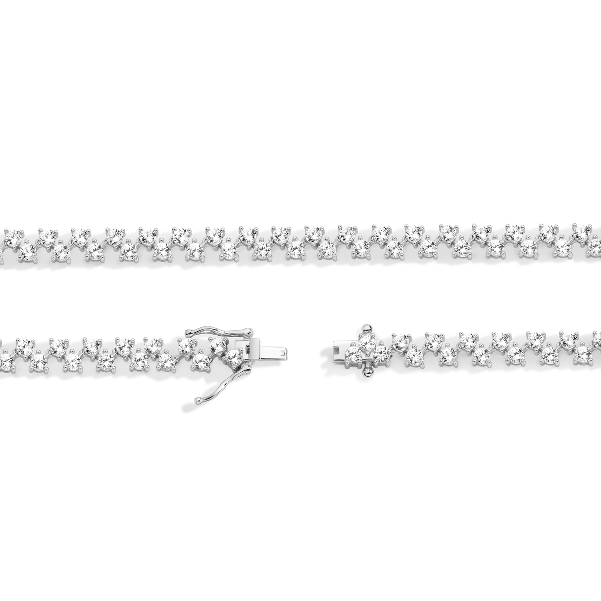 Floating Lab Grown White Sapphire Tennis Necklace