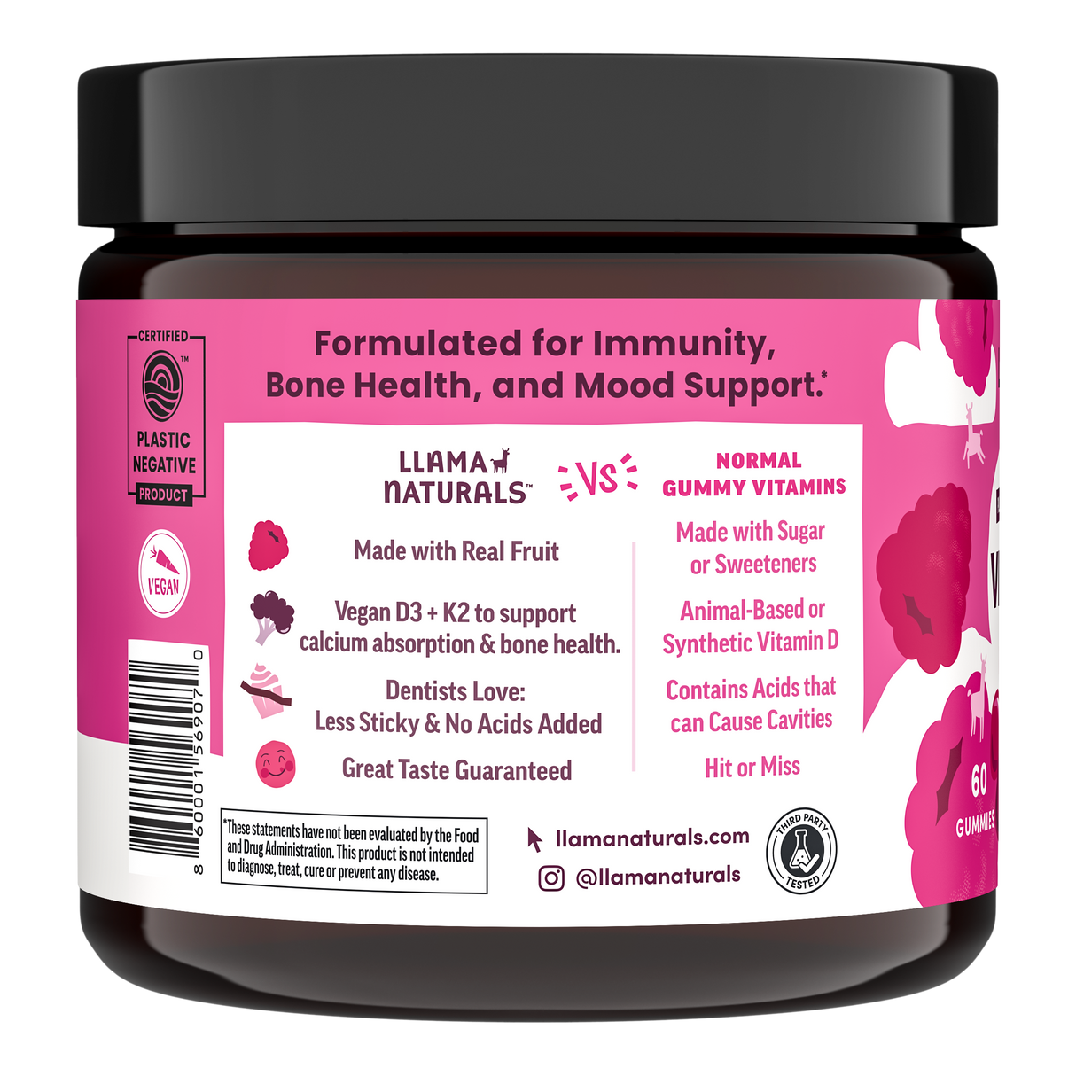 Vitamin D3 + K2 Gummies, Raspberry (120 ct)