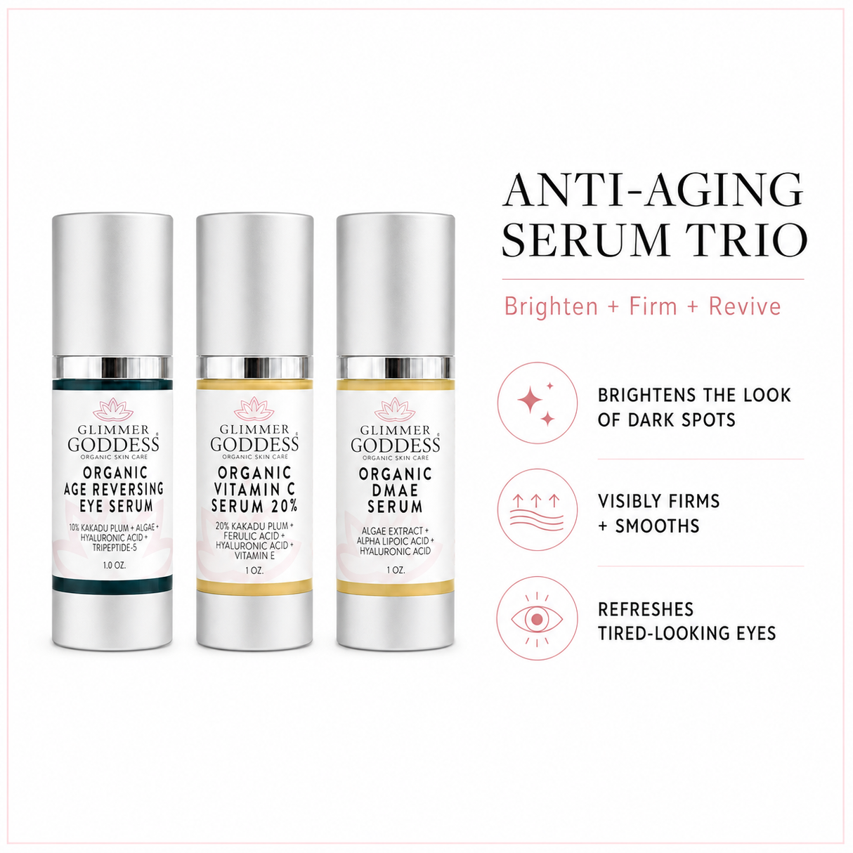 Organic Anti-Aging Trio Vitamin C + DMAE + Age Reversing Eye Serum