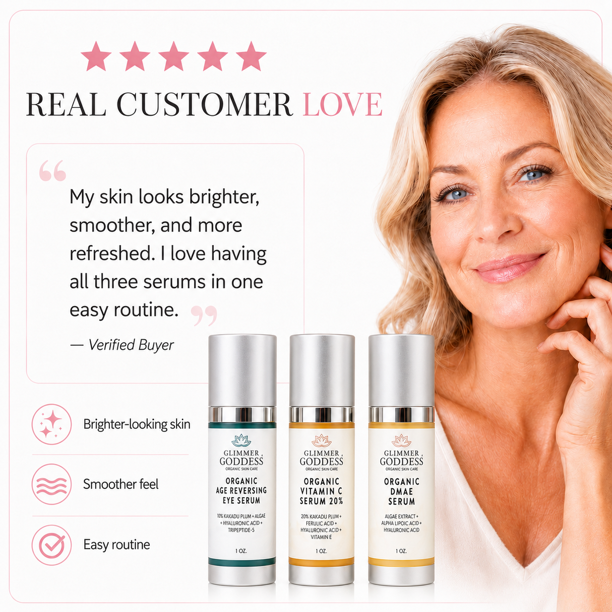 Organic Anti-Aging Trio Vitamin C + DMAE + Age Reversing Eye Serum