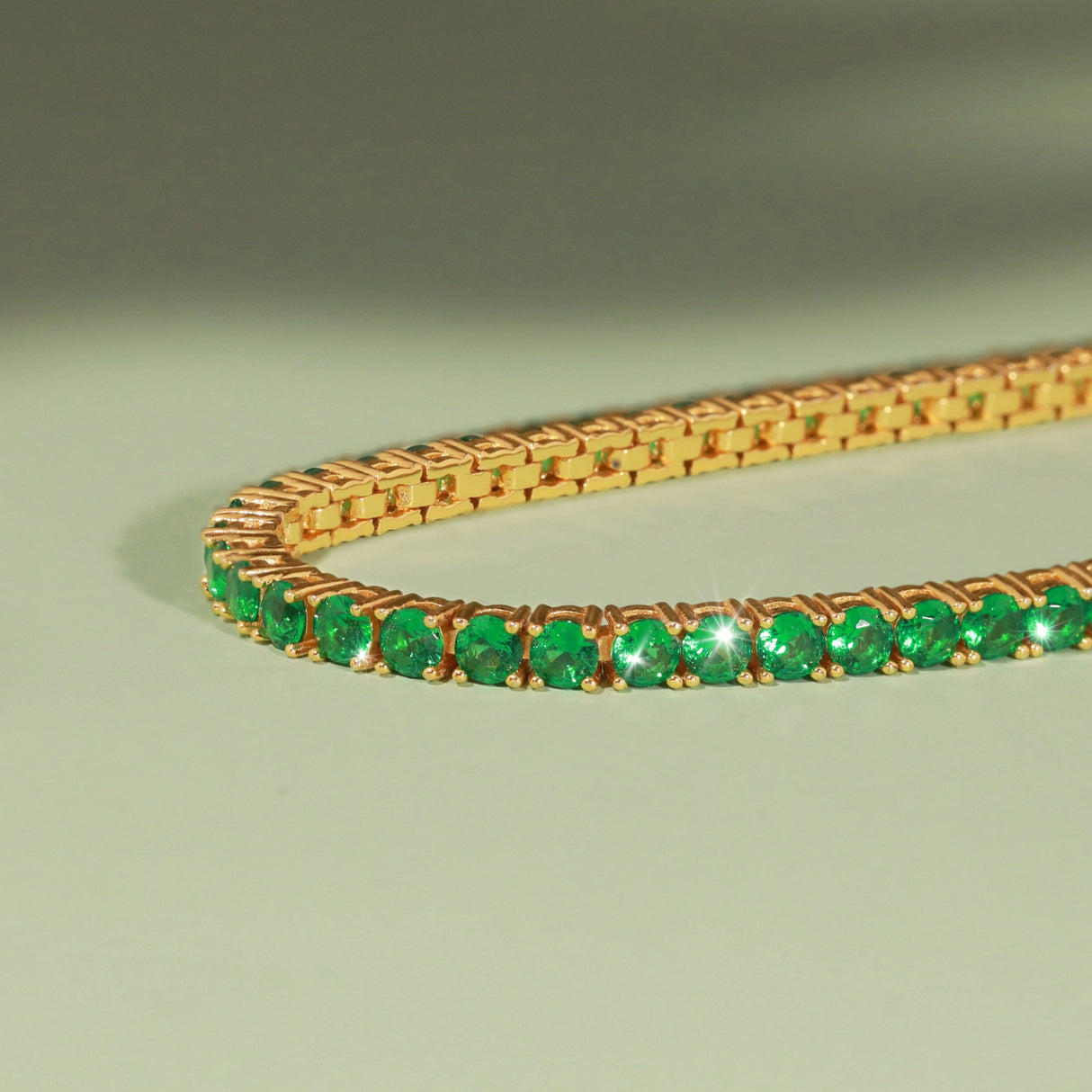 Lab Grown Green Emerald Tennis Bracelet