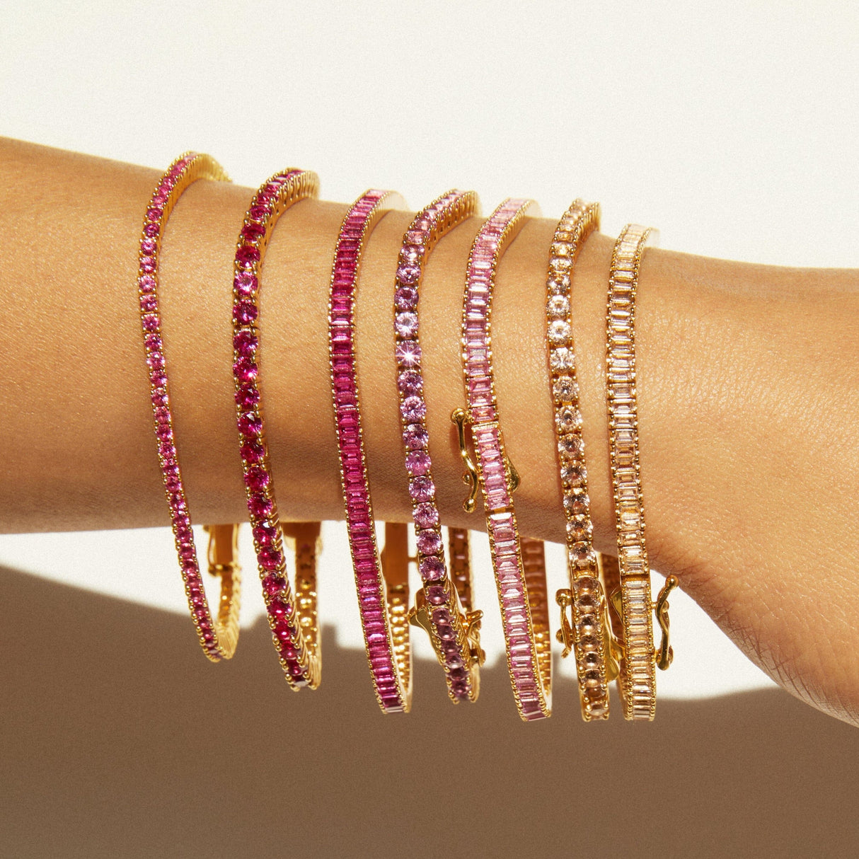 Lab Grown Pink Sapphire Tennis Bracelet