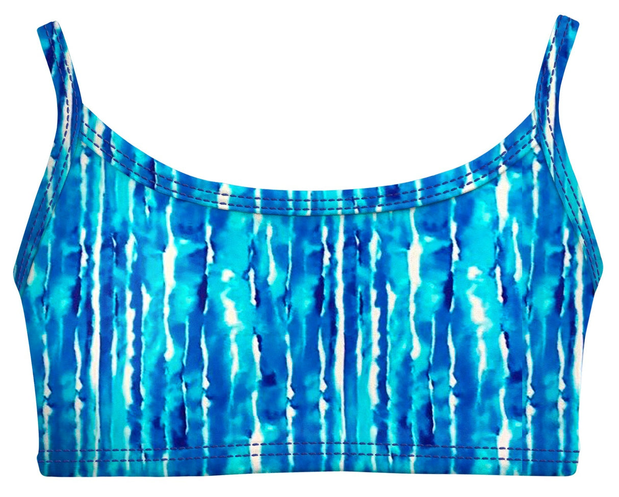 Girls UPF 50+ Printed Bikini Swim Top | Water Tie Dye