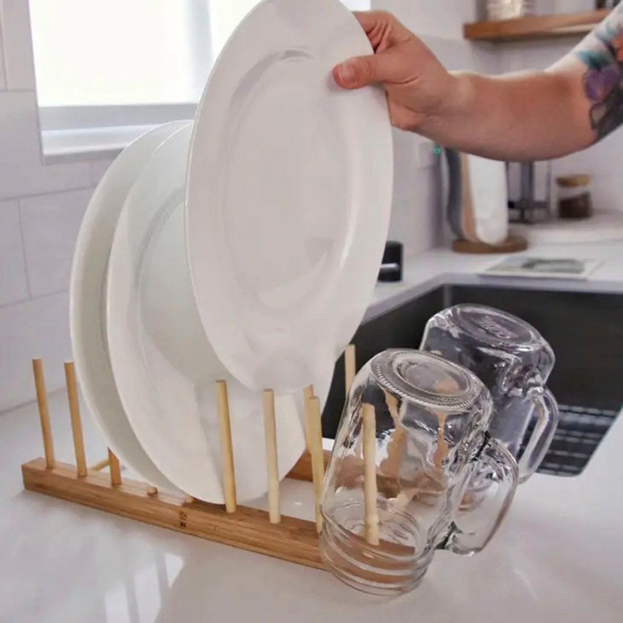Bamboo Dish Drying & Storage Rack