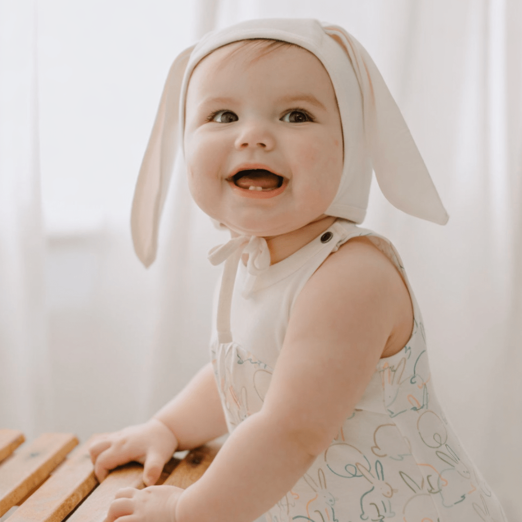 bonnet hat with ears | Ivory