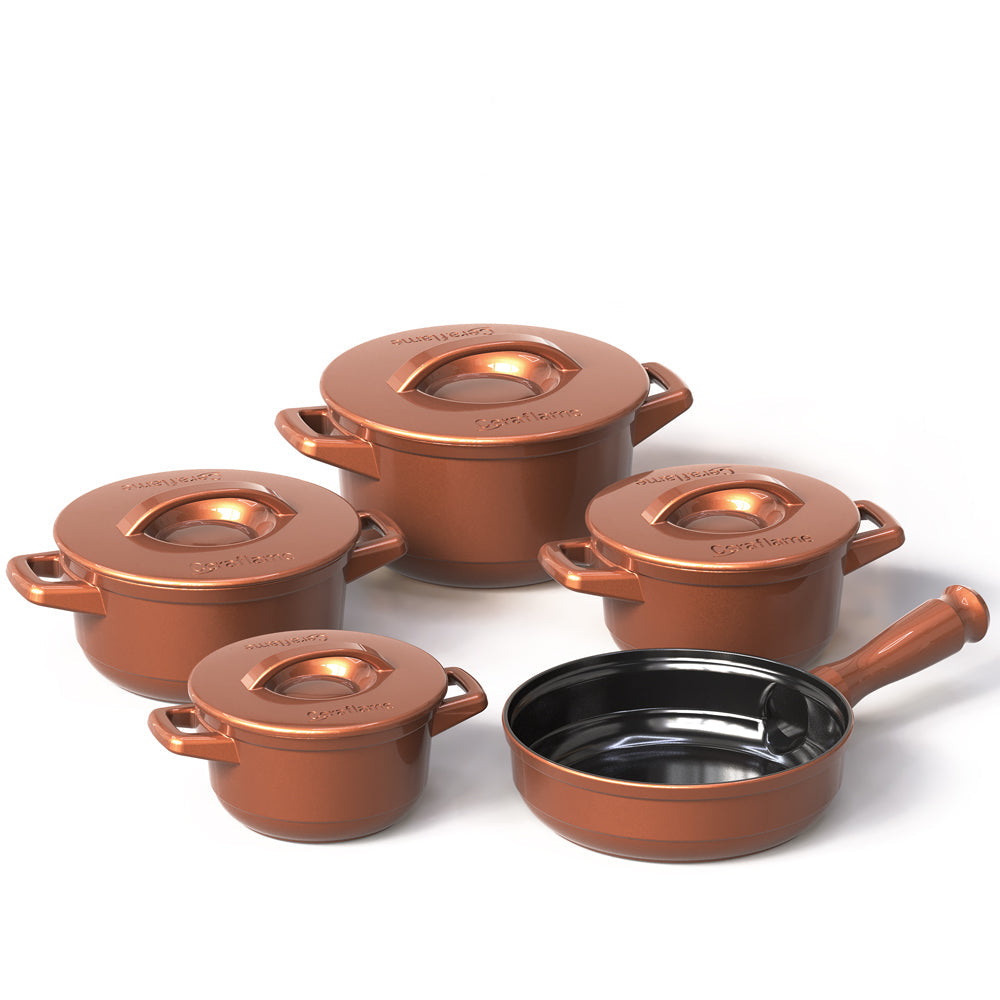 Duo 9 Piece Ceramic Cookware Set - Ceramic Lid
