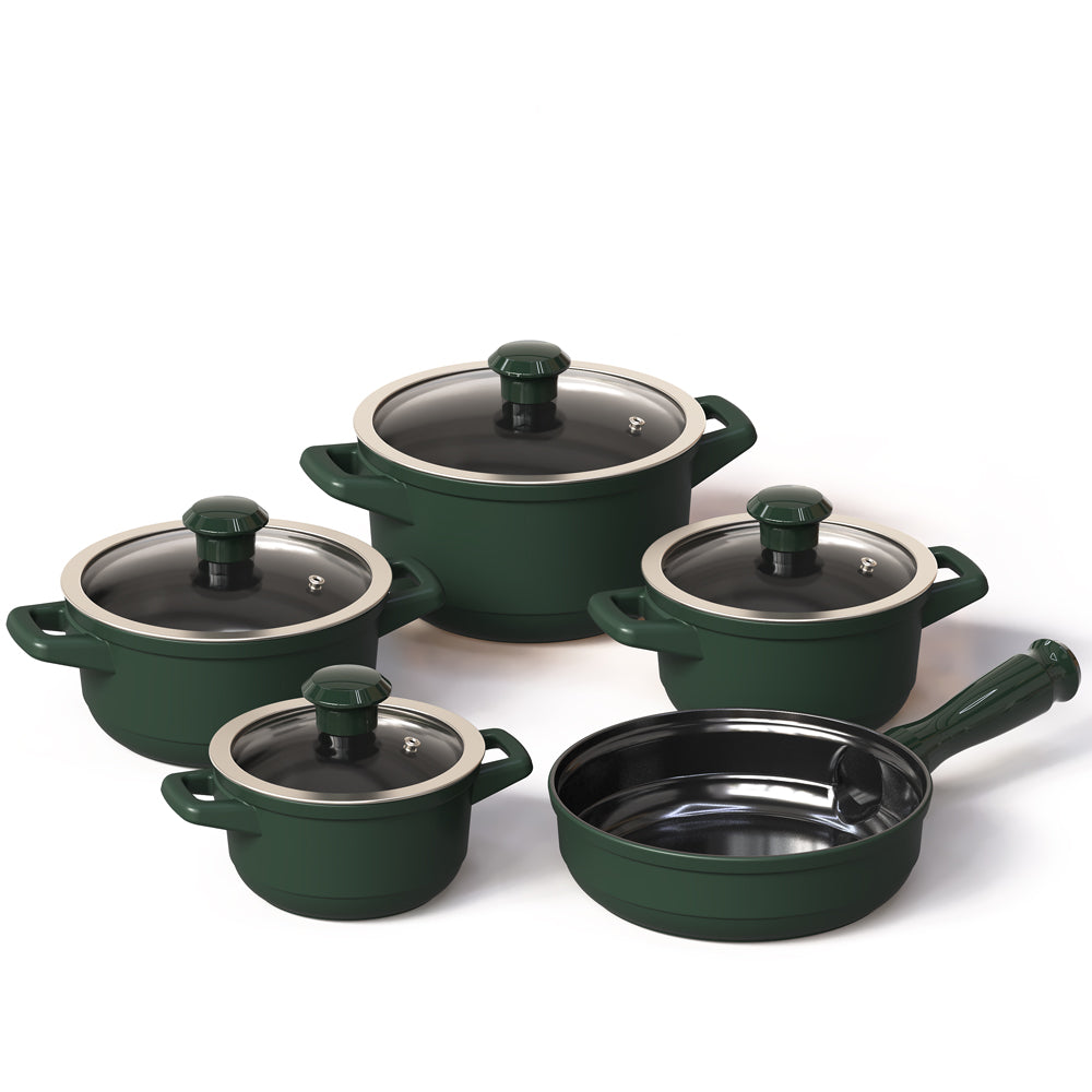 Duo 9 Piece Ceramic Cookware Set - Glass Lid