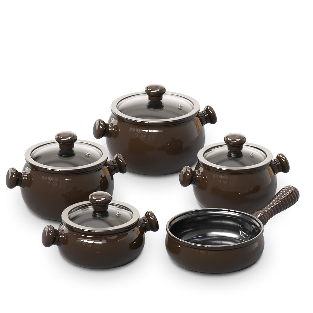 Premiere 9 Piece Ceramic Cookware Set - Glass Lid