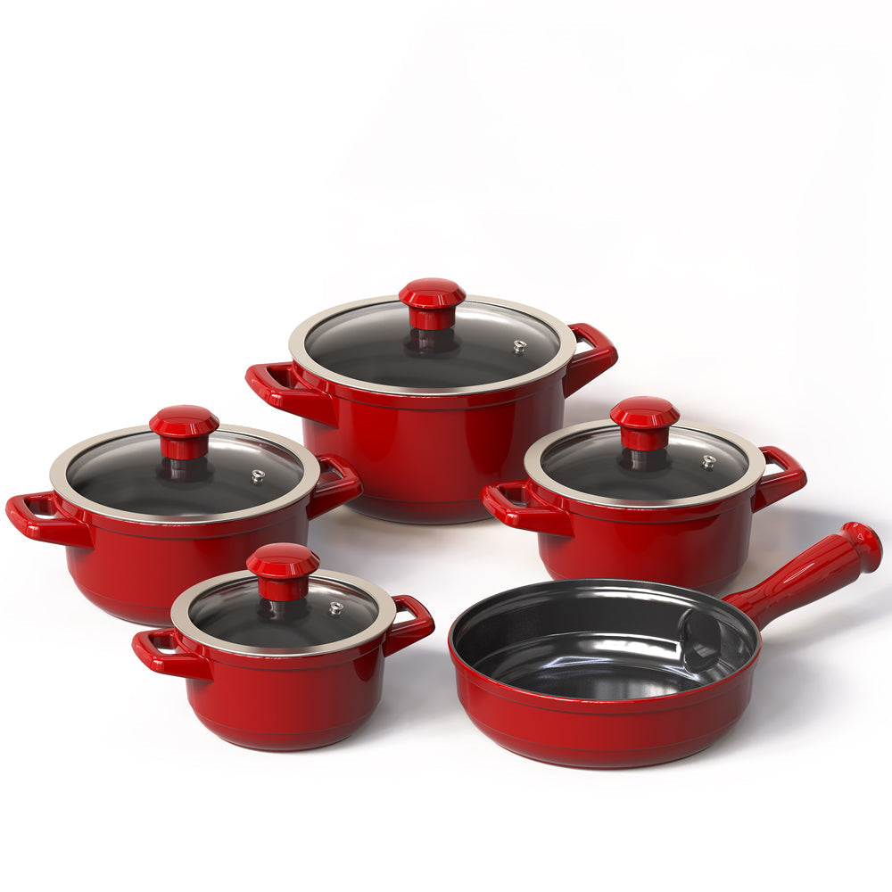Duo 9 Piece Ceramic Cookware Set - Glass Lid