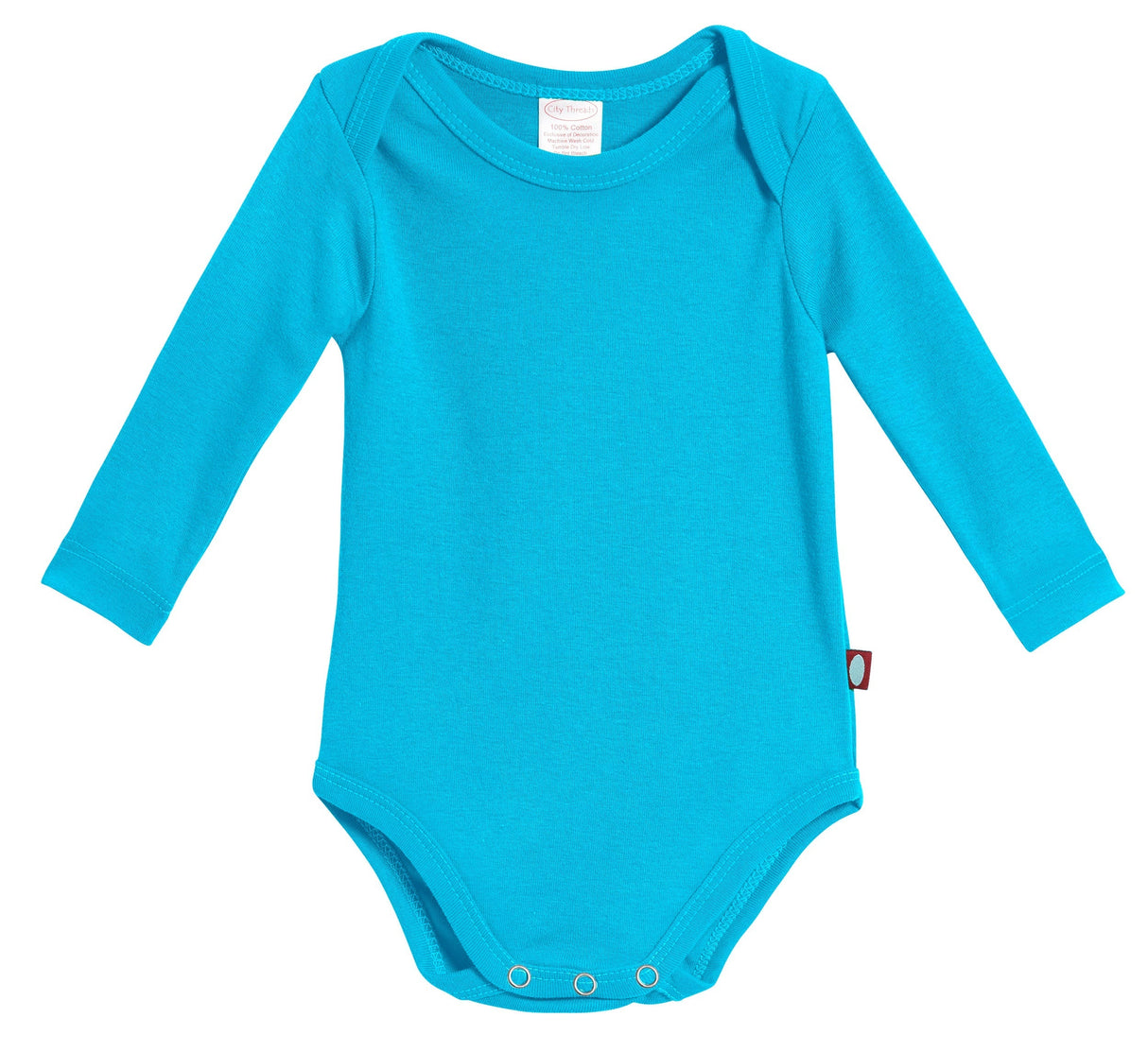 Super-Soft Organic Cotton Baby Rib Long Sleeve Snap Onesie| Turquoise