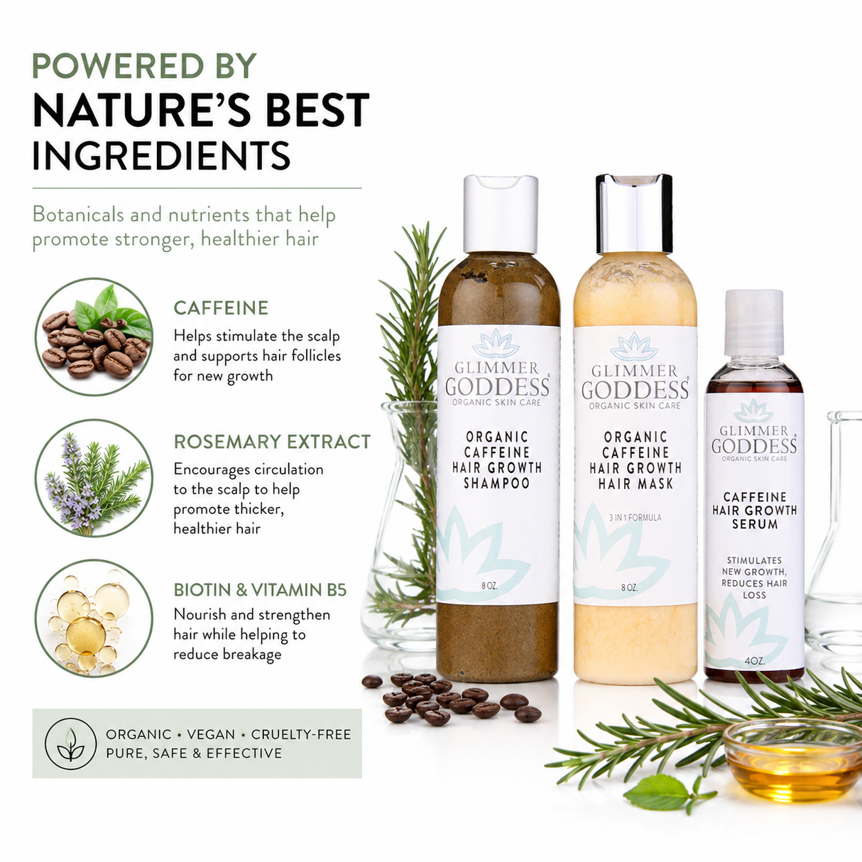 Organic Caffeine Hair Growth Trio