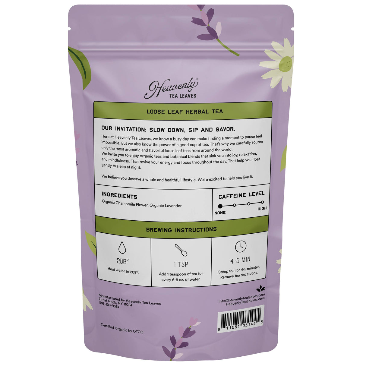 Organic Chamomile Lavender, Bulk Loose Leaf Herbal Tea, 16 Oz.
