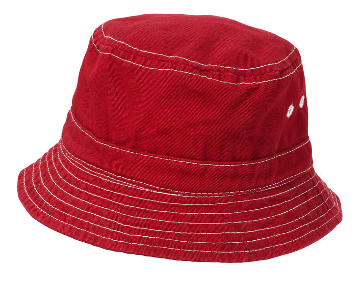Boys and Girls 100% Cotton Twill UPF 50+ Wharf Hat | Red (Dyed & Finished in USA*)