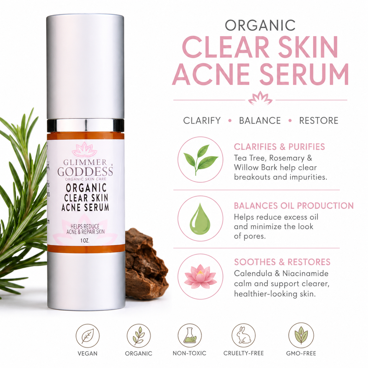Organic Clear Skin Acne Serum - Oil Regulation Serum