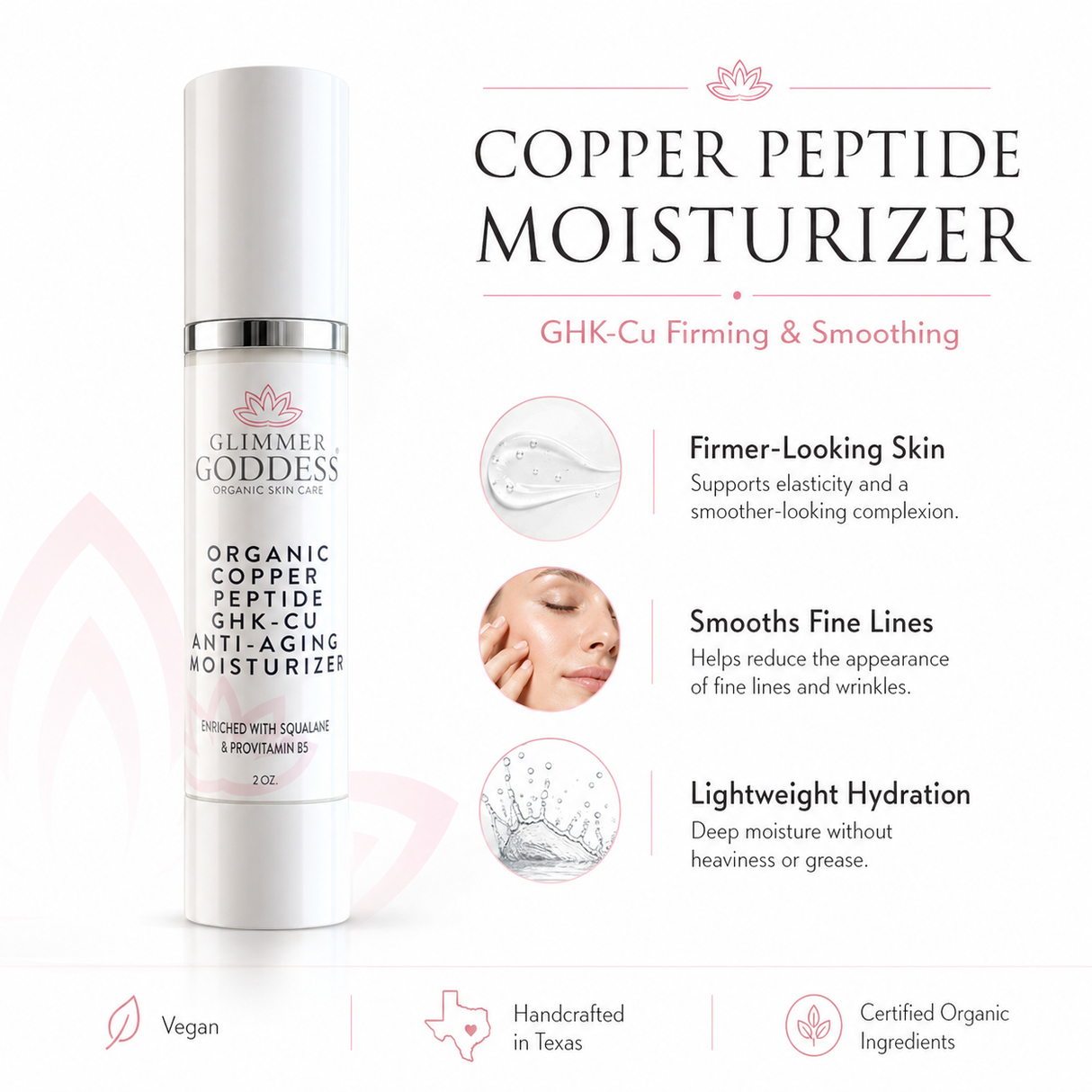 Organic Copper Peptide GHK-CU Anti-Aging Moisturizer – Lightweight Hydrating Cream
