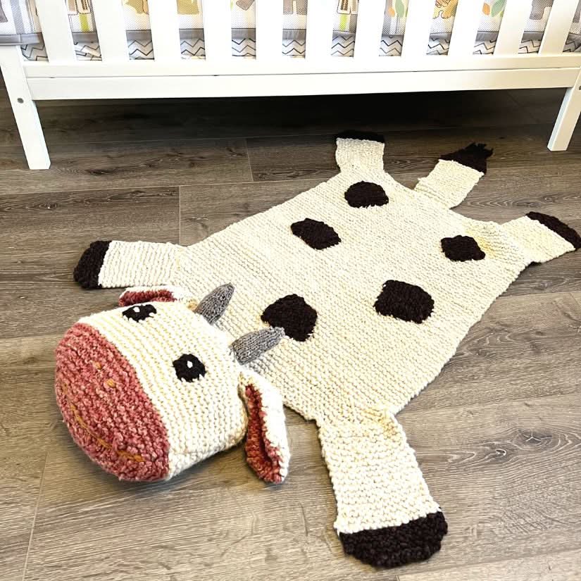 Organic Wool Play Mat + Nursery Rug | Cow