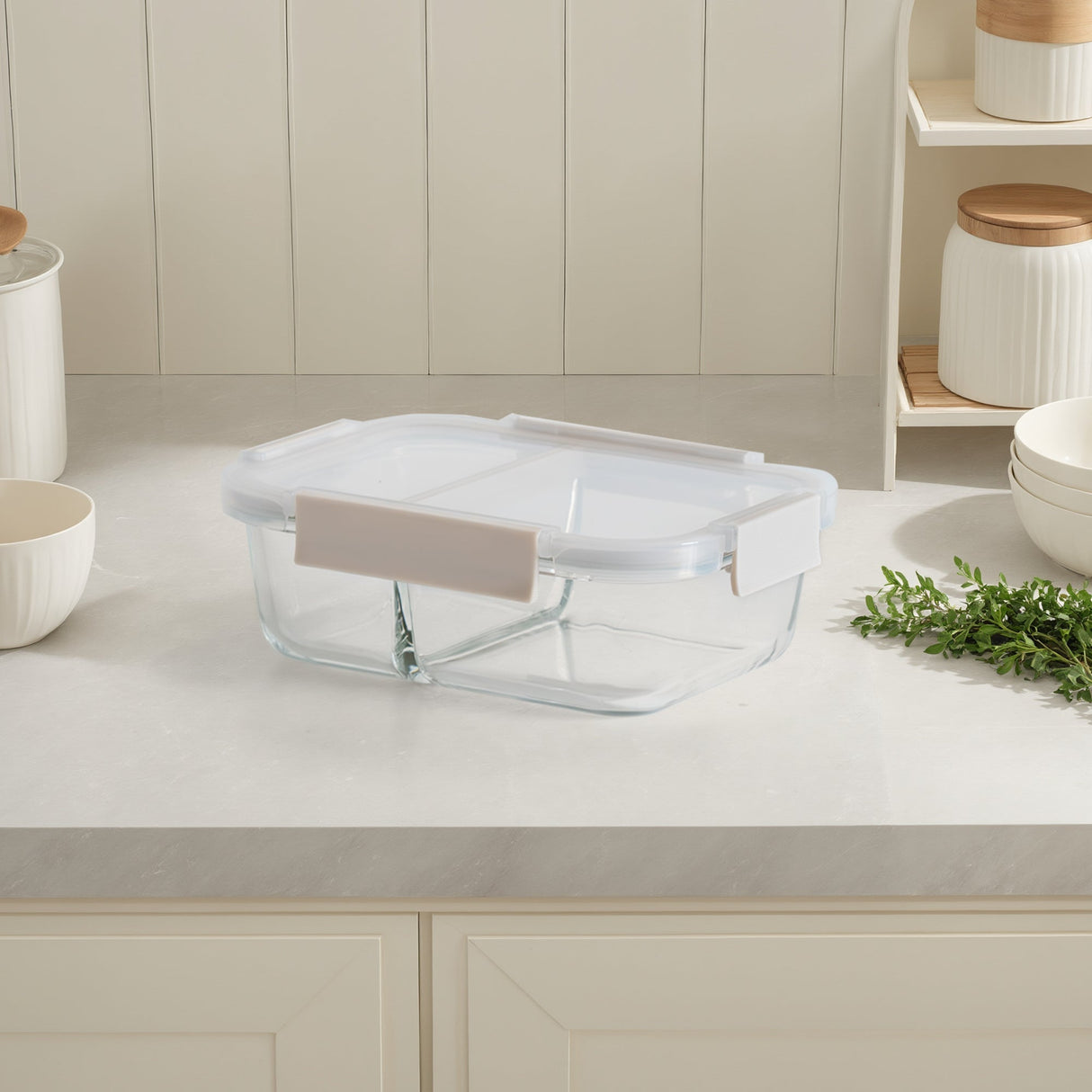 Glass Bento Box - 3 Sections (Vanilla)