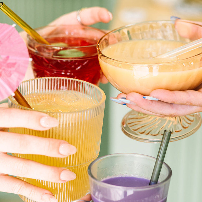 Skinny 6" Glass Cocktail Straw Set - Meadow