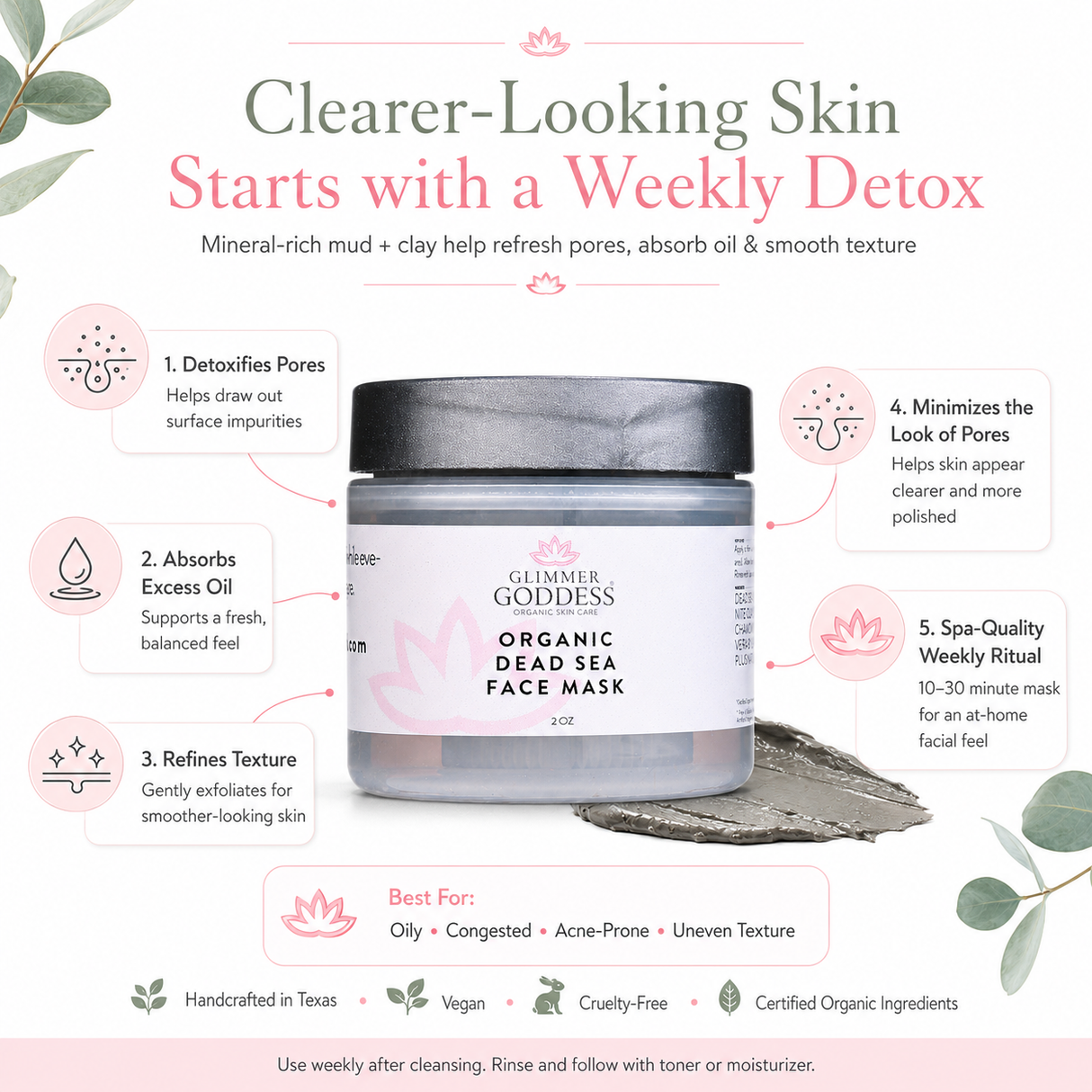 Organic Dead Sea Mud Mask With Bentonite Clay - Exfoliate & Rejuvenate