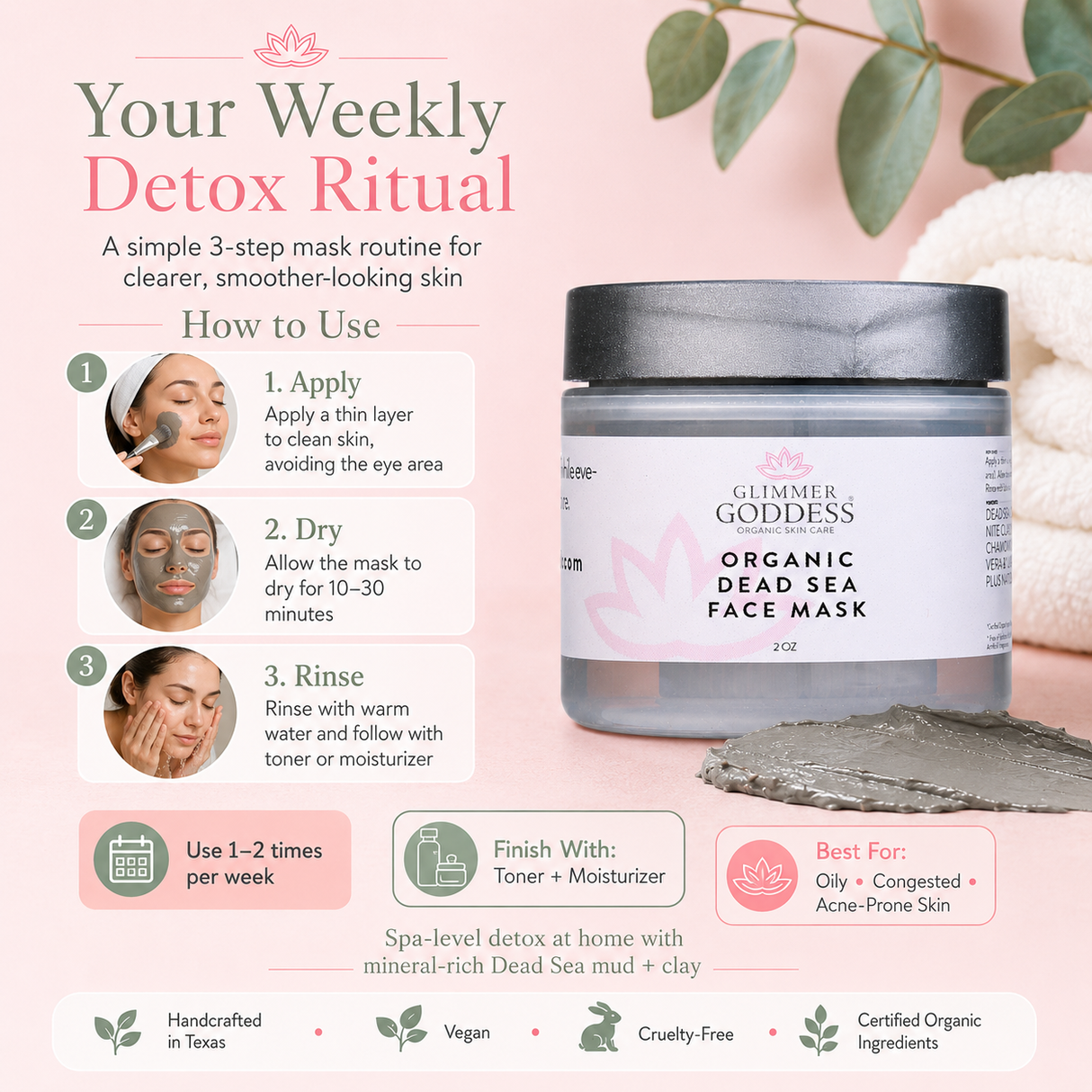 Organic Dead Sea Mud Mask With Bentonite Clay - Exfoliate & Rejuvenate