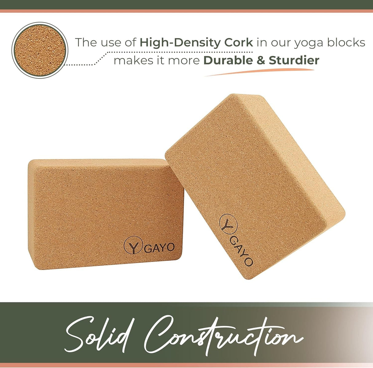 Sustainable Large Cork Yoga Blocks & Strap Set