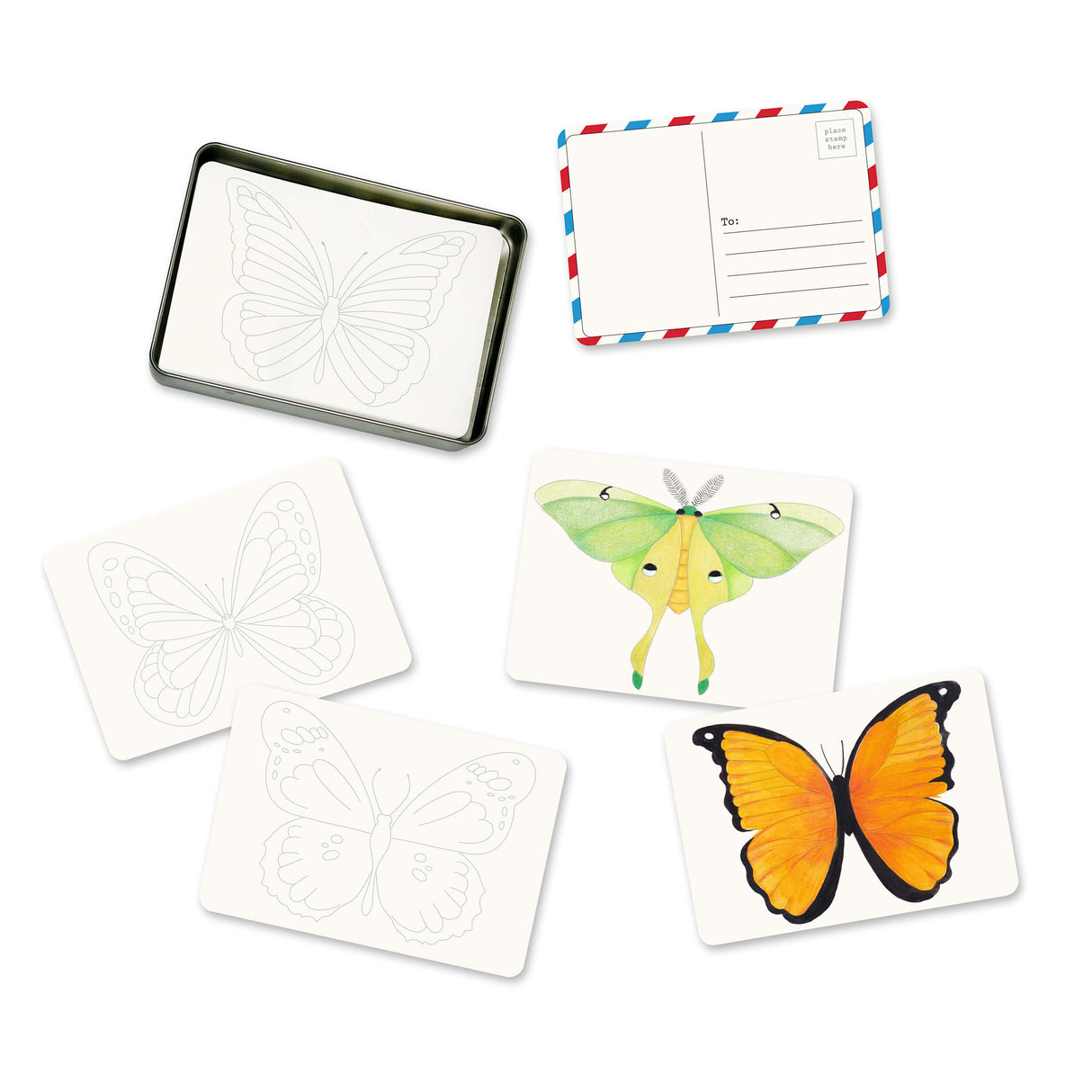 Coloring Postcards w/ 6 Designs (30 cards)