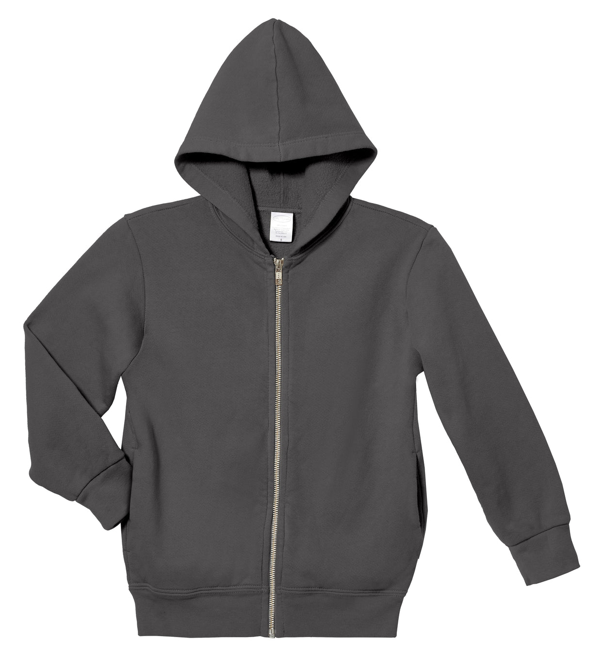 Soft & Cozy 100% Cotton Fleece Zip Hoodie with Inner Pockets | Charcoal
