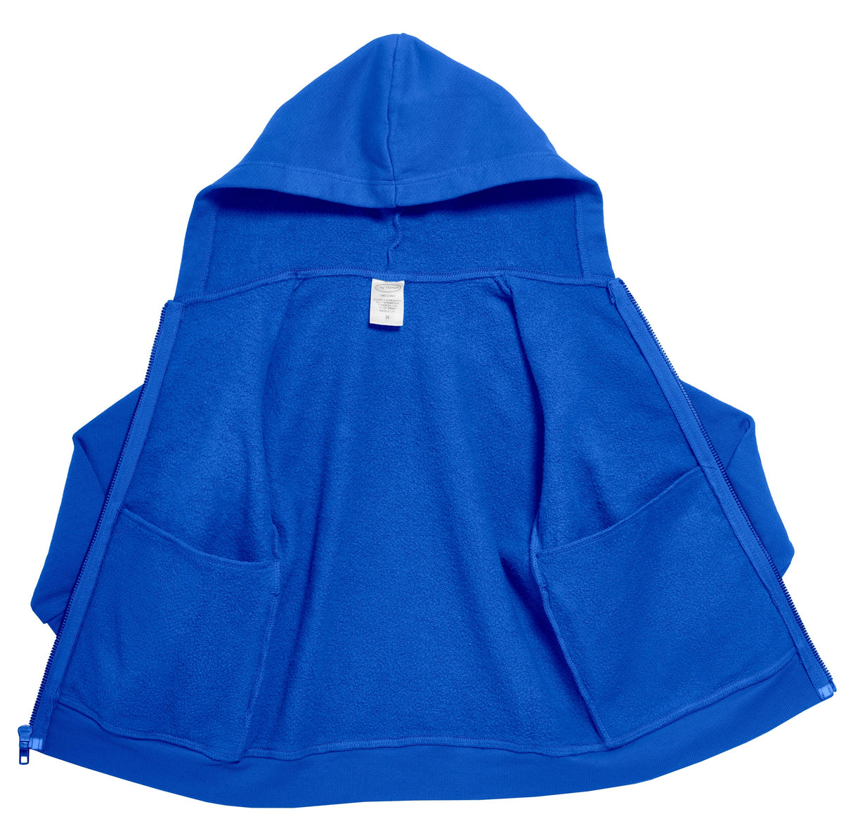 Soft & Cozy 100% Cotton Fleece Zip Hoodie with Inner Pockets | Crayon Blue