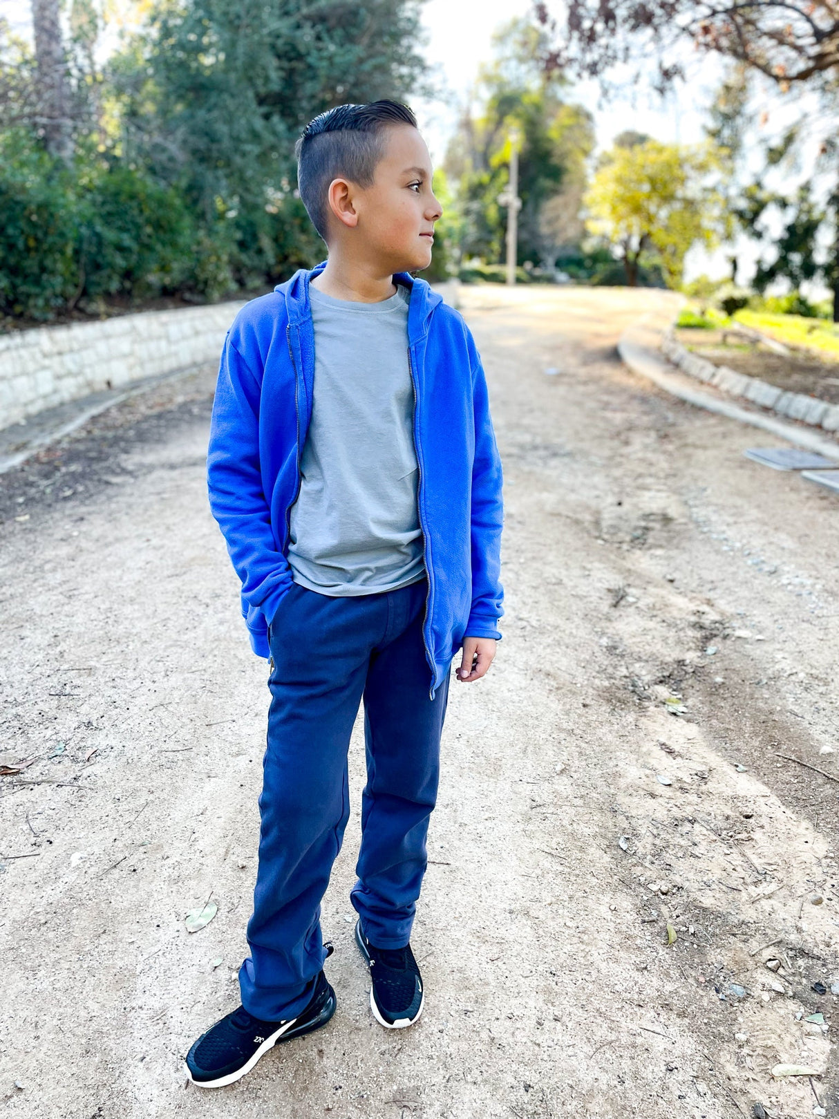 Soft & Cozy 100% Cotton Fleece Zip Hoodie with Inner Pockets | Crayon Blue