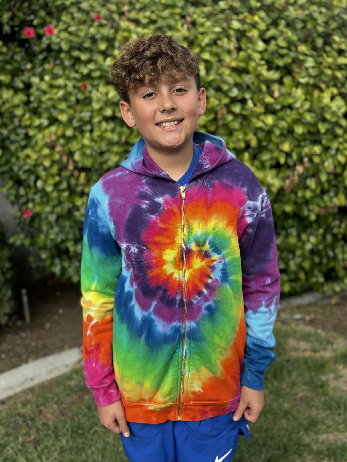 Limited Edition Tie Dyed Soft & Cozy 100% Cotton Fleece Zip Hoodie | Rainbow Spiral