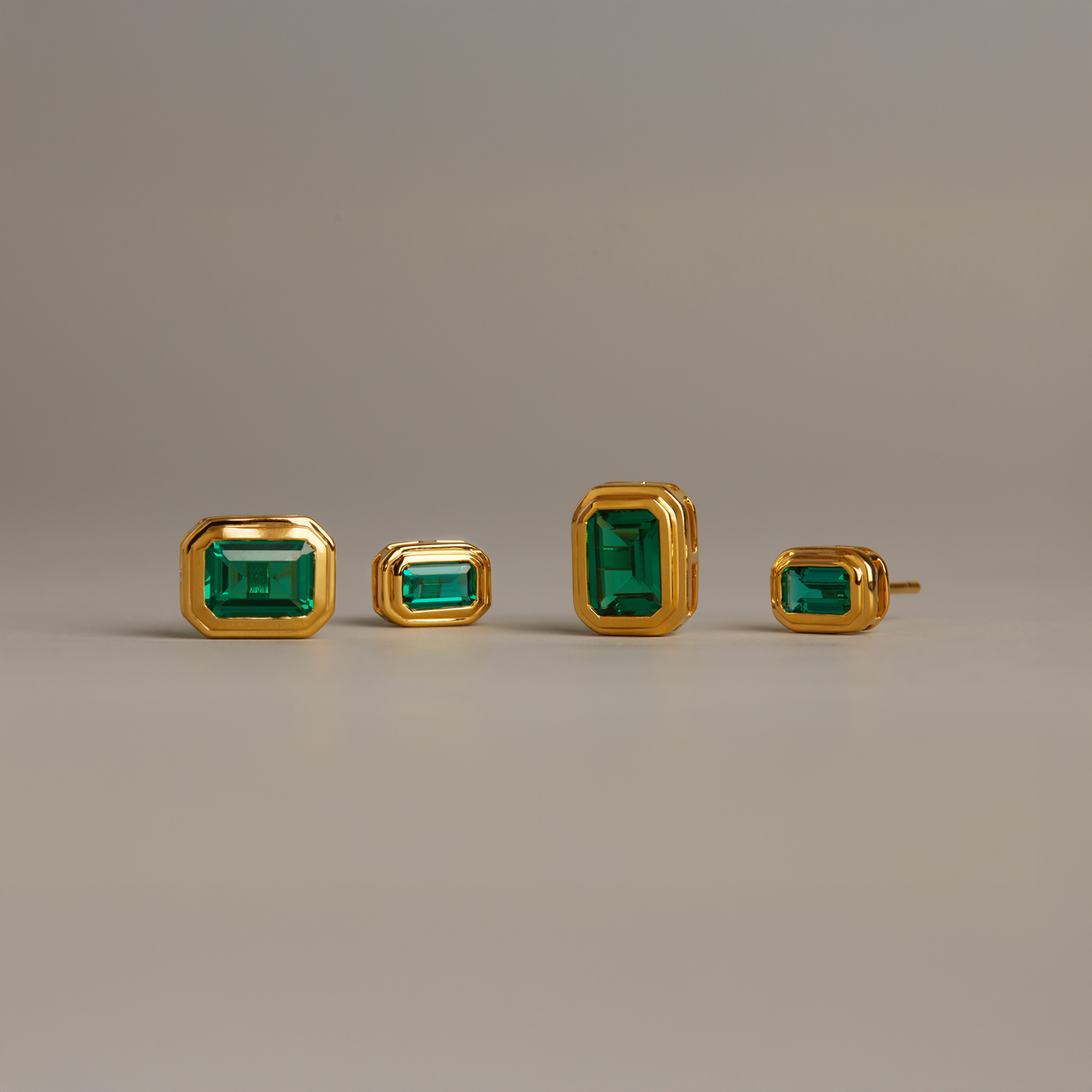 Mini Lab Grown Emerald Heirloom Stud Earrings