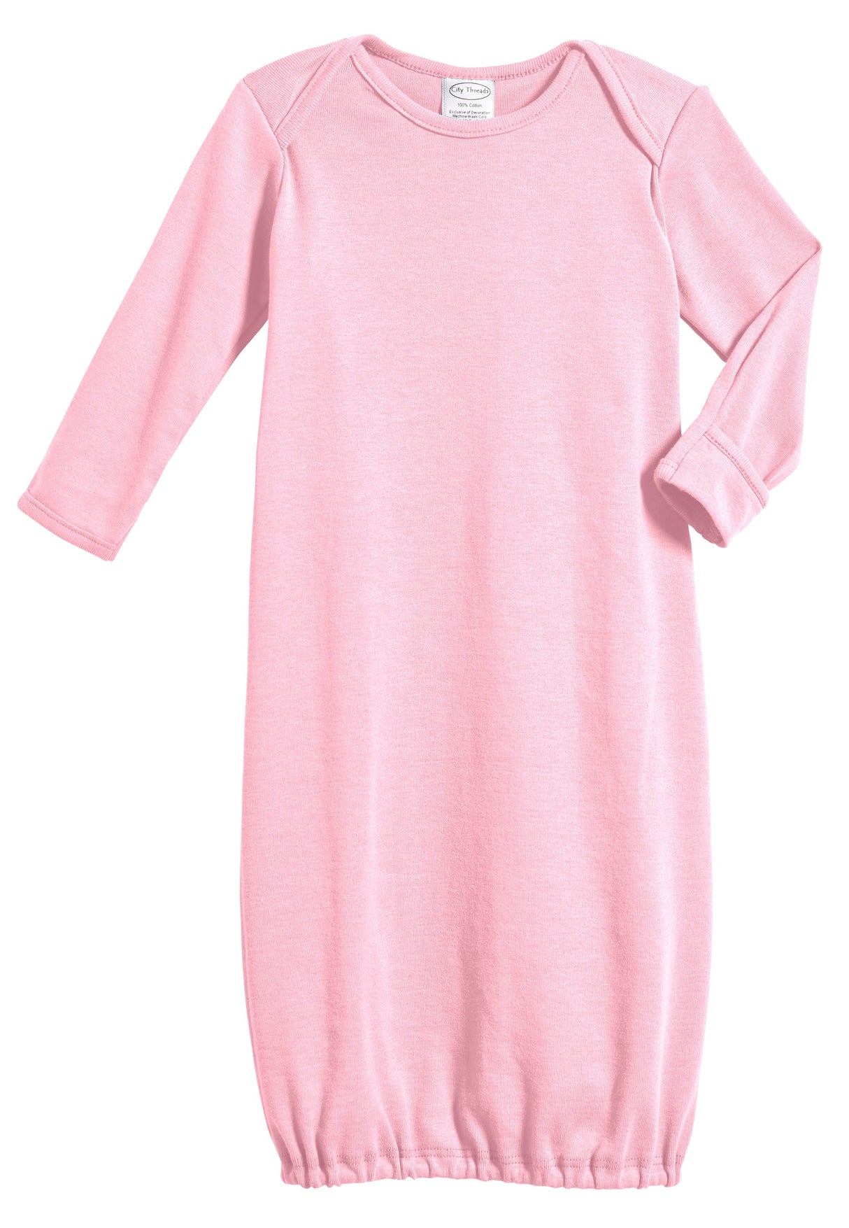 Super-Soft Organic Cotton Baby Rib Gown | Bright Light Pink