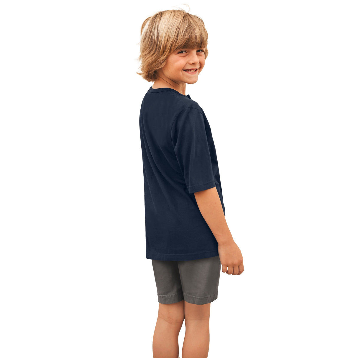 Boys Soft Organic Cotton Jersey Short Sleeve Henley Tee | Dark Navy