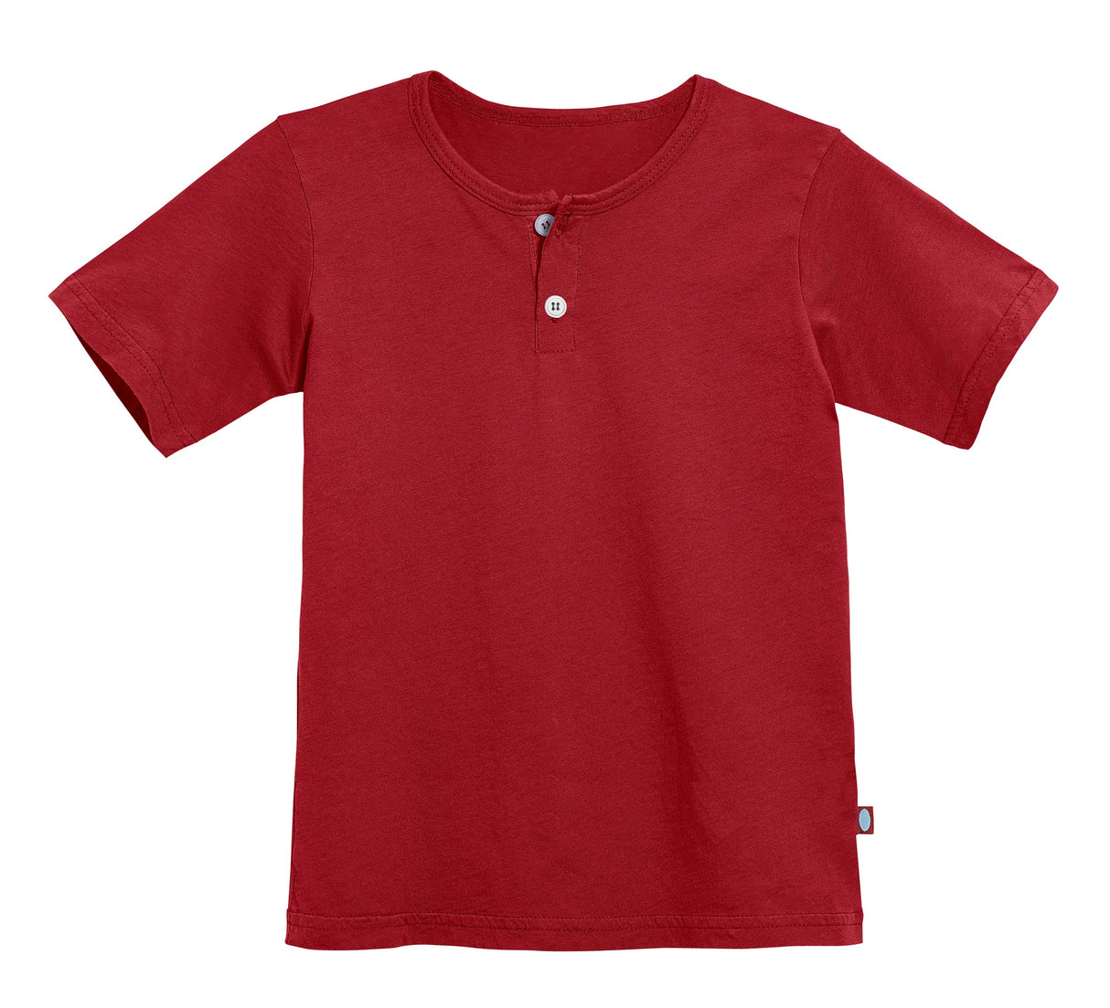 Boys Soft Organic Cotton Jersey Short Sleeve Henley Tee | Red