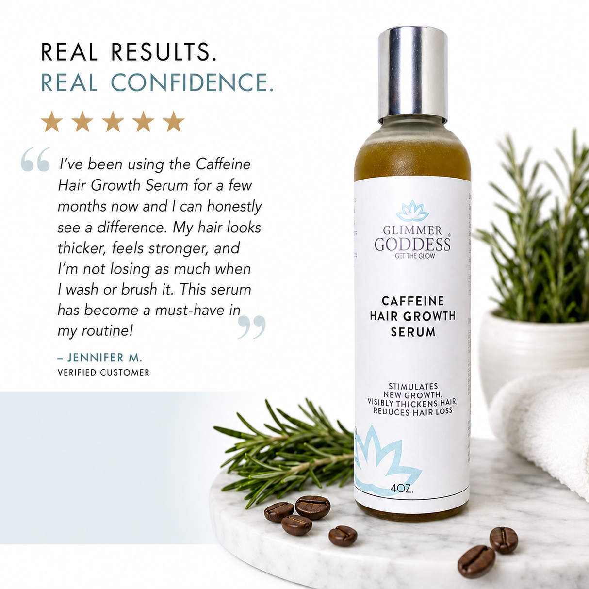 Organic Caffeine + Protein Hair Growth Serum