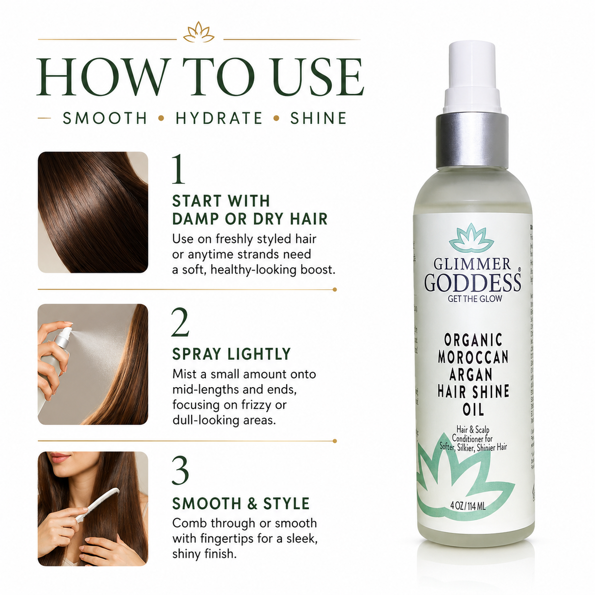 Organic Hair Shine Spray | Moroccan Argan Oil