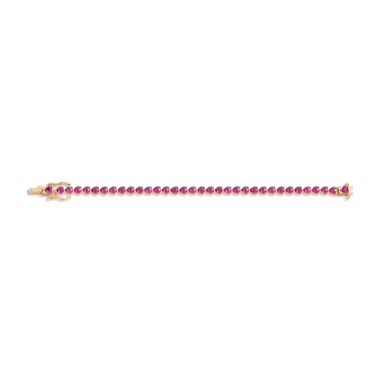 Lab Grown Pink Sapphire Heart Tennis Bracelet