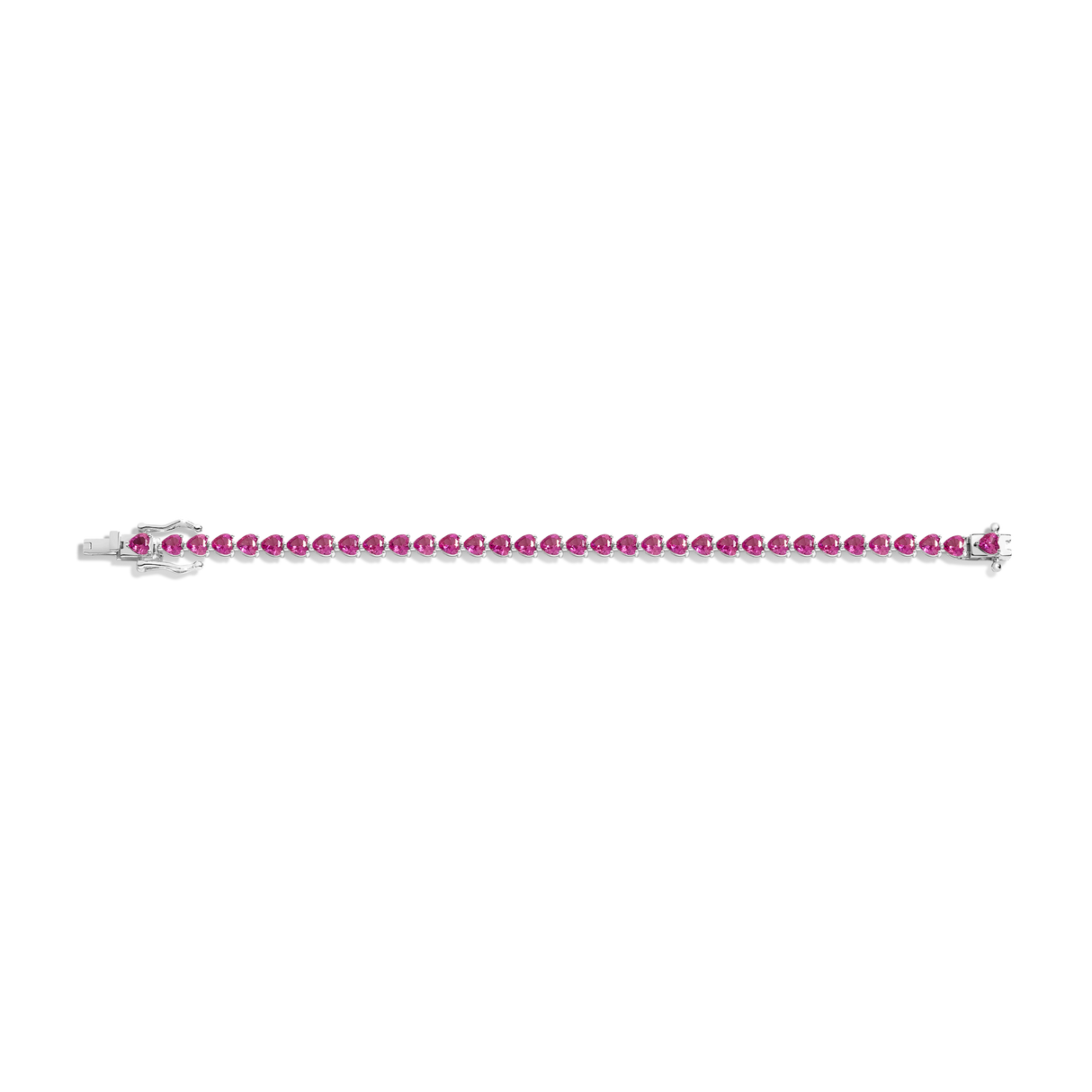 Lab Grown Pink Sapphire Heart Tennis Bracelet