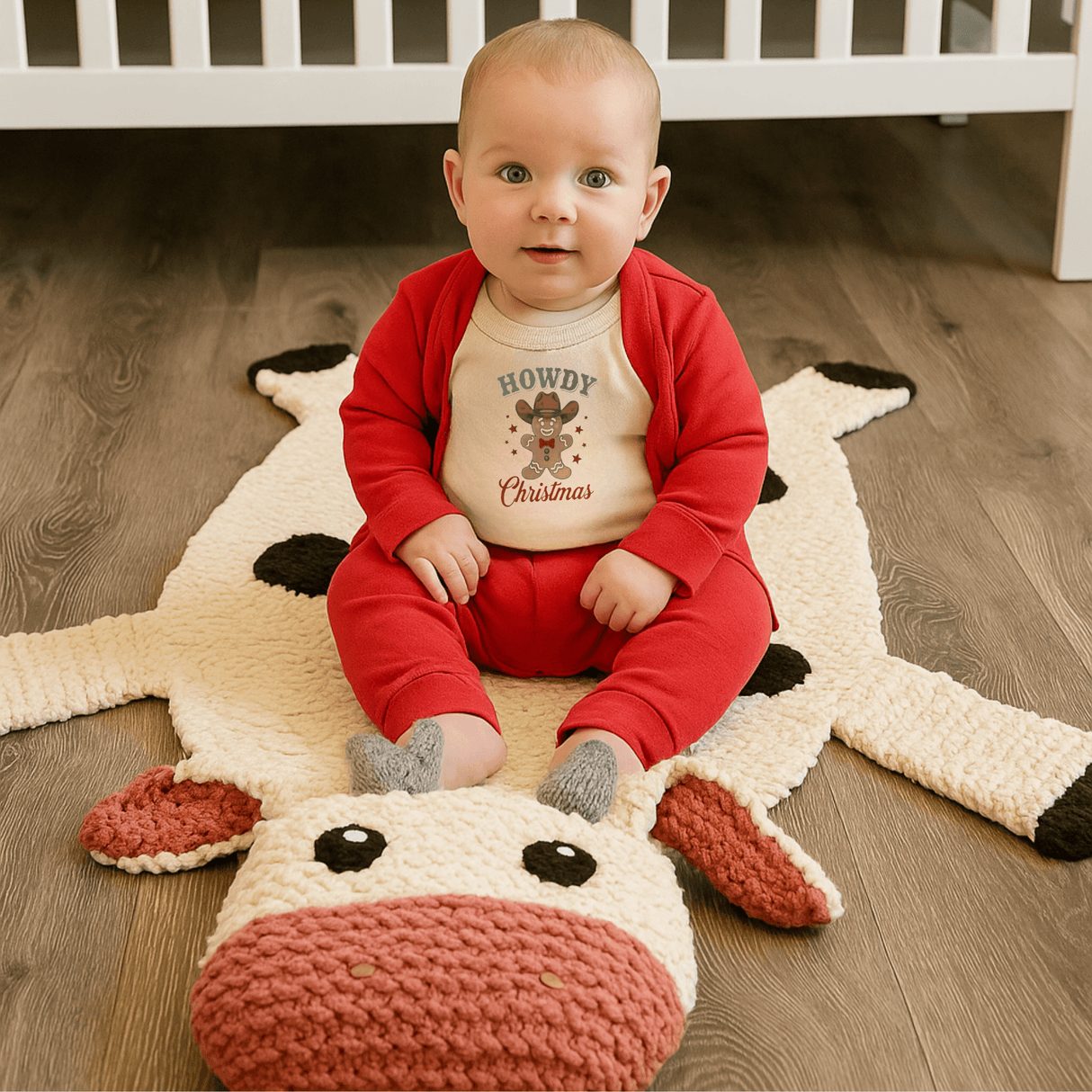 Organic Wool Play Mat + Nursery Rug | Cow