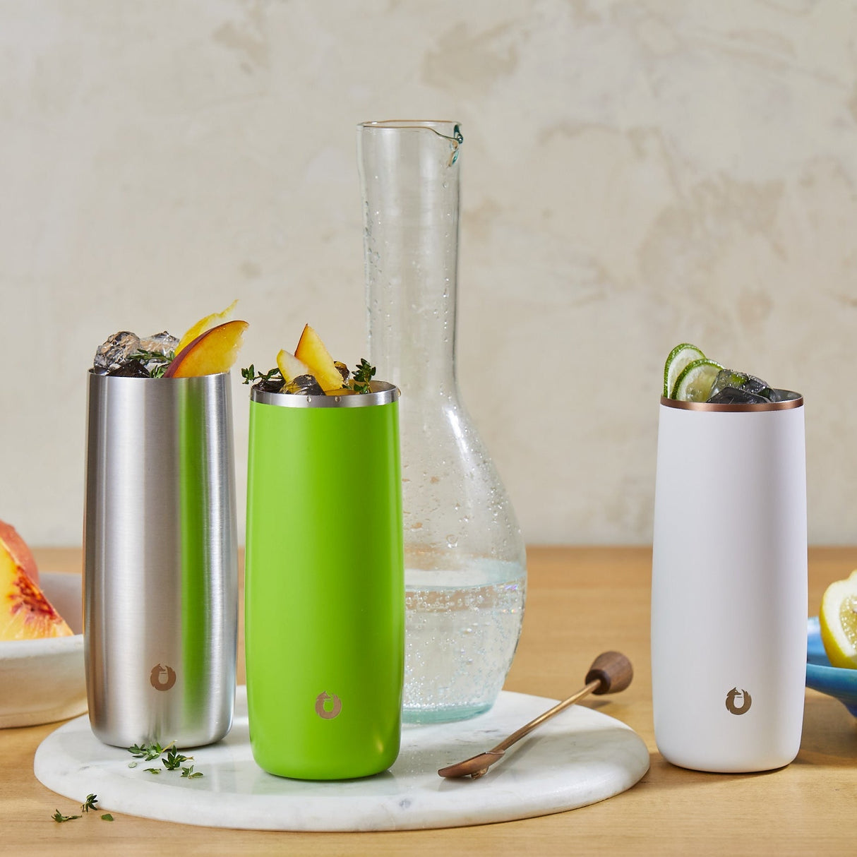 Stainless Steel Highball Cocktail Glass Set, Set of 2 - Lime