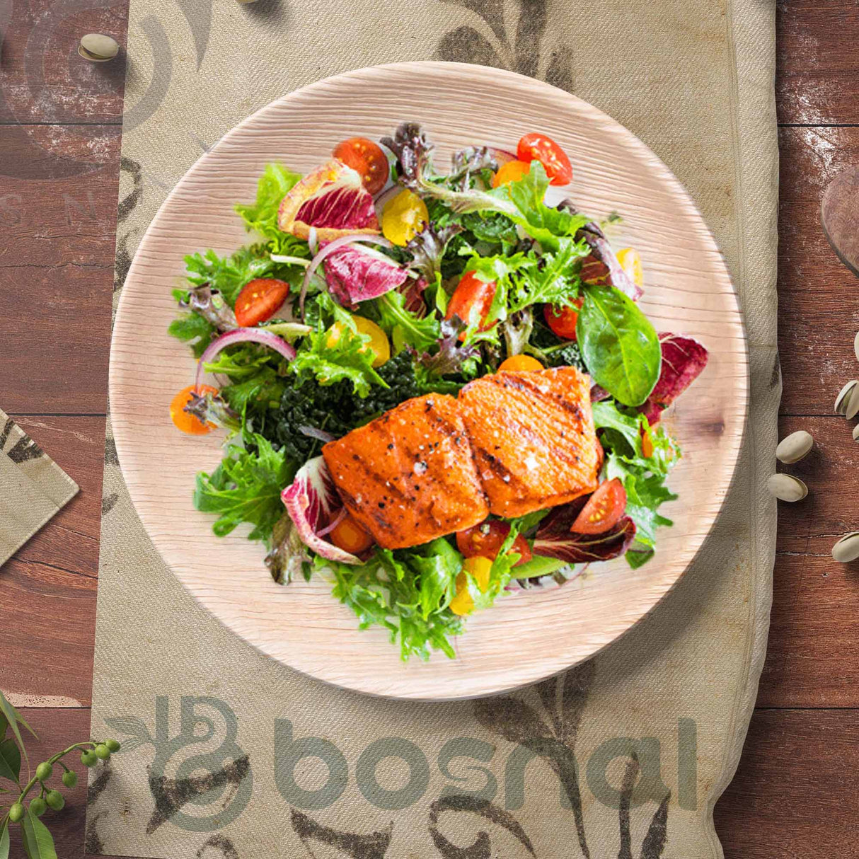 Bosnal - Palm Leaf Biodegradable Plates, 9 inch, Round