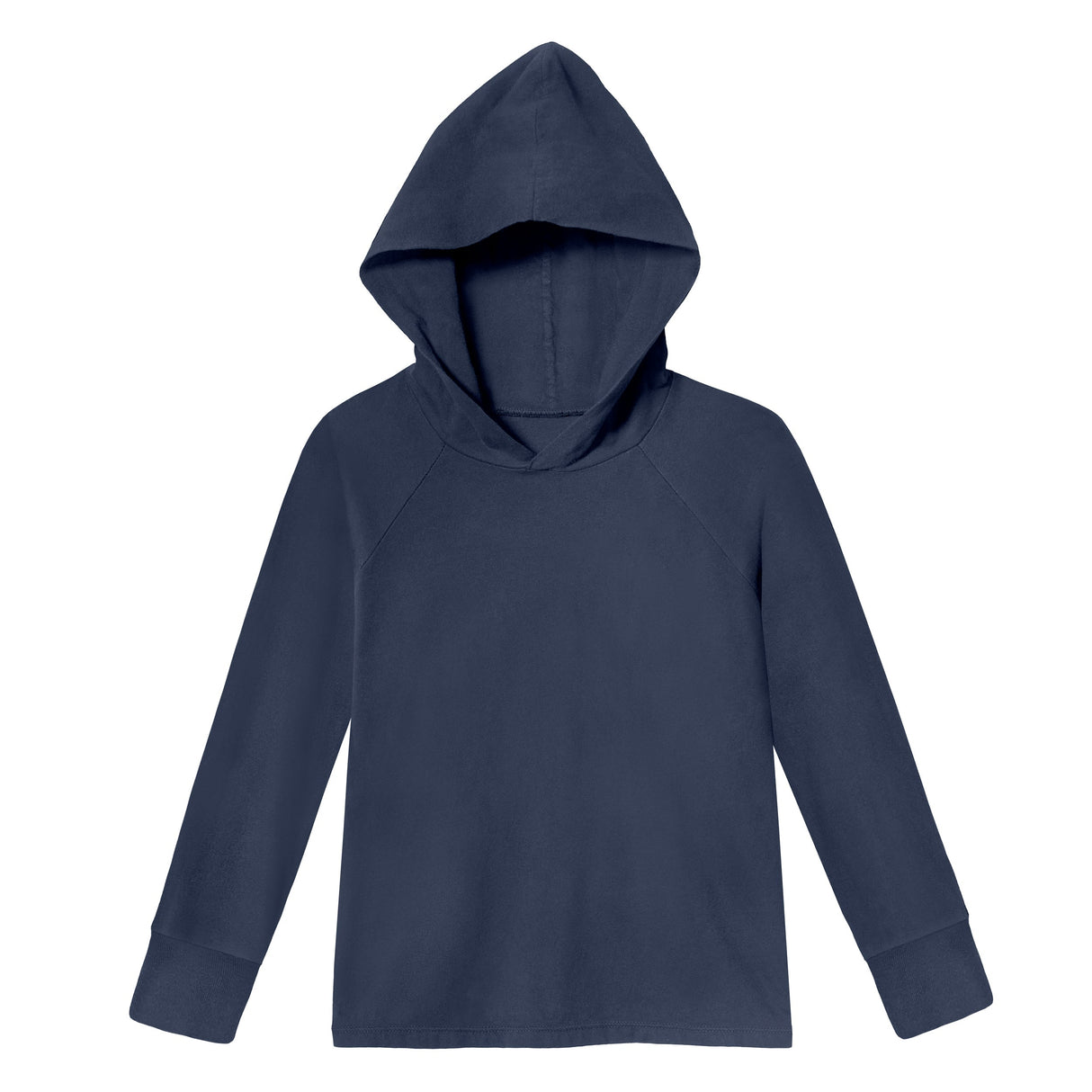 Boys Soft 100% Cotton Medium-Weight Long Sleeve Hooded Tee With Cuffs | Midnight