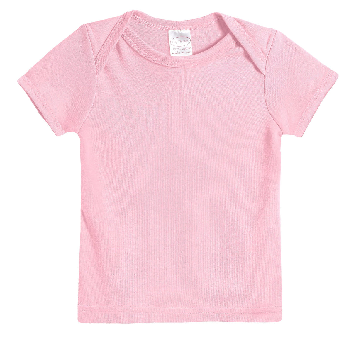 Super-Soft Organic Cotton Baby Rib Short Sleeve Lap Tee| Bright Light Pink