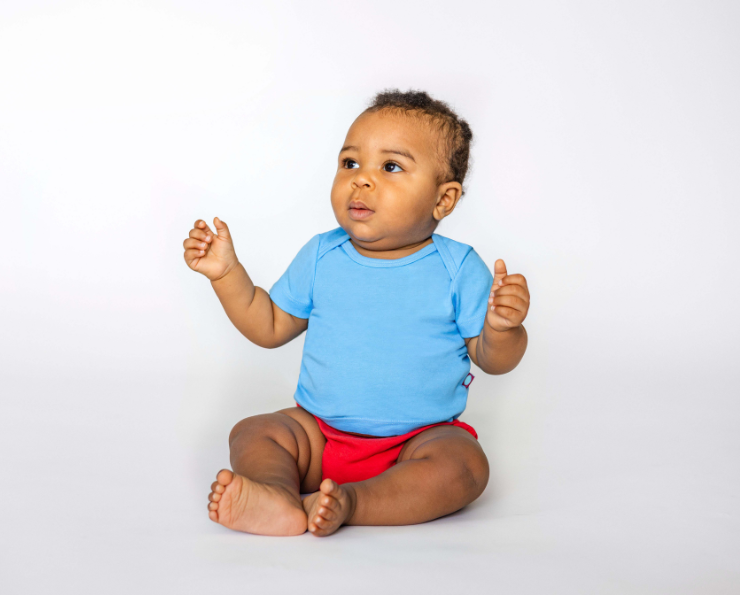 Super-Soft Organic Cotton Baby Rib Short Sleeve Lap Tee| Smurf