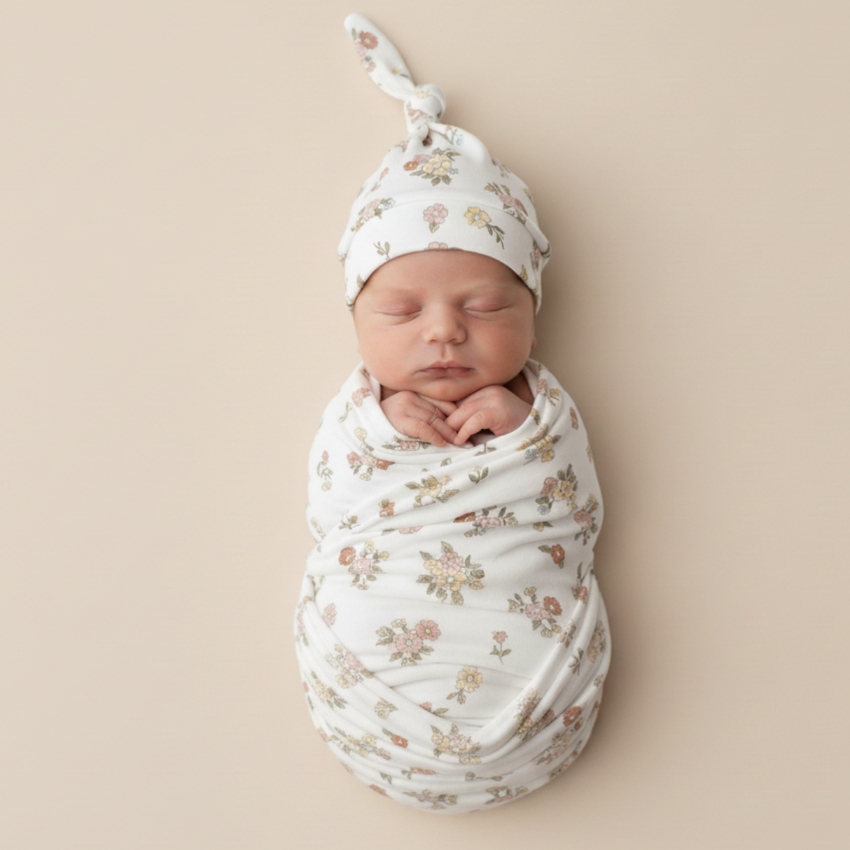Organic Swaddle Blanket & Hat Set - Meadow